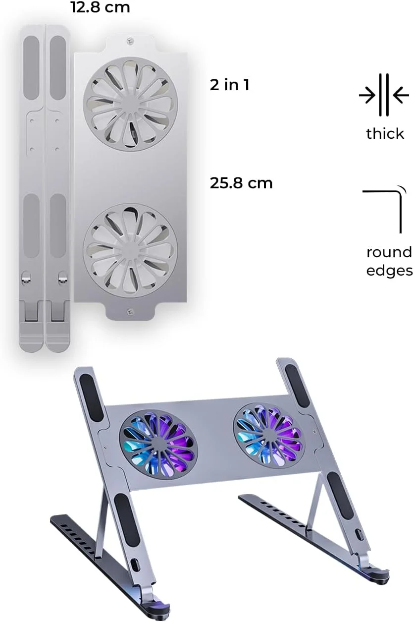 پایه تاشو لپ تاپ 2 در 1 Glassology با فن خنک کننده داخلی - قابل حمل، ارگونومیک، قابل تنظیم، سبک وزن، تنظیمات ارتفاع چند سطحی، سازگار، مناسب و راحت برای استفاده روزانه پایه تاشو لپ تاپ 2 در 1 Glassology با فن خنک کننده داخلی - قابل حمل، ارگونومیک، قابل تنظیم، سبک وزن، تنظیمات ارتفاع چند سطحی، سازگار، مناسب و راحت برای استفاده روزانه