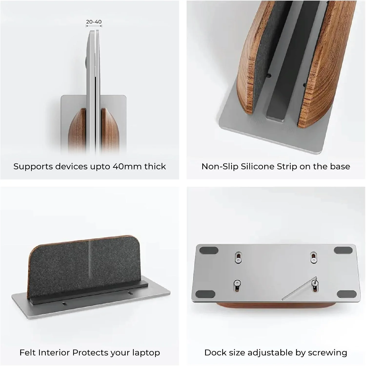 پایه عمودی لپ تاپ First Wave – پایه چوبی گردوی سیاه ممتاز برای مک بوک، مک بوک پرو و همه لپ تاپ های 13/14/15/15.6/17 اینچی – نگهدارنده چوبی لپ تاپ برای سازماندهی میز و خنک کننده پایه عمودی لپ تاپ First Wave – پایه چوبی گردوی سیاه ممتاز برای مک بوک، مک بوک پرو و همه لپ تاپ های 13/14/15/15.6/17 اینچی – نگهدارنده چوبی لپ تاپ برای سازماندهی میز و خنک کننده