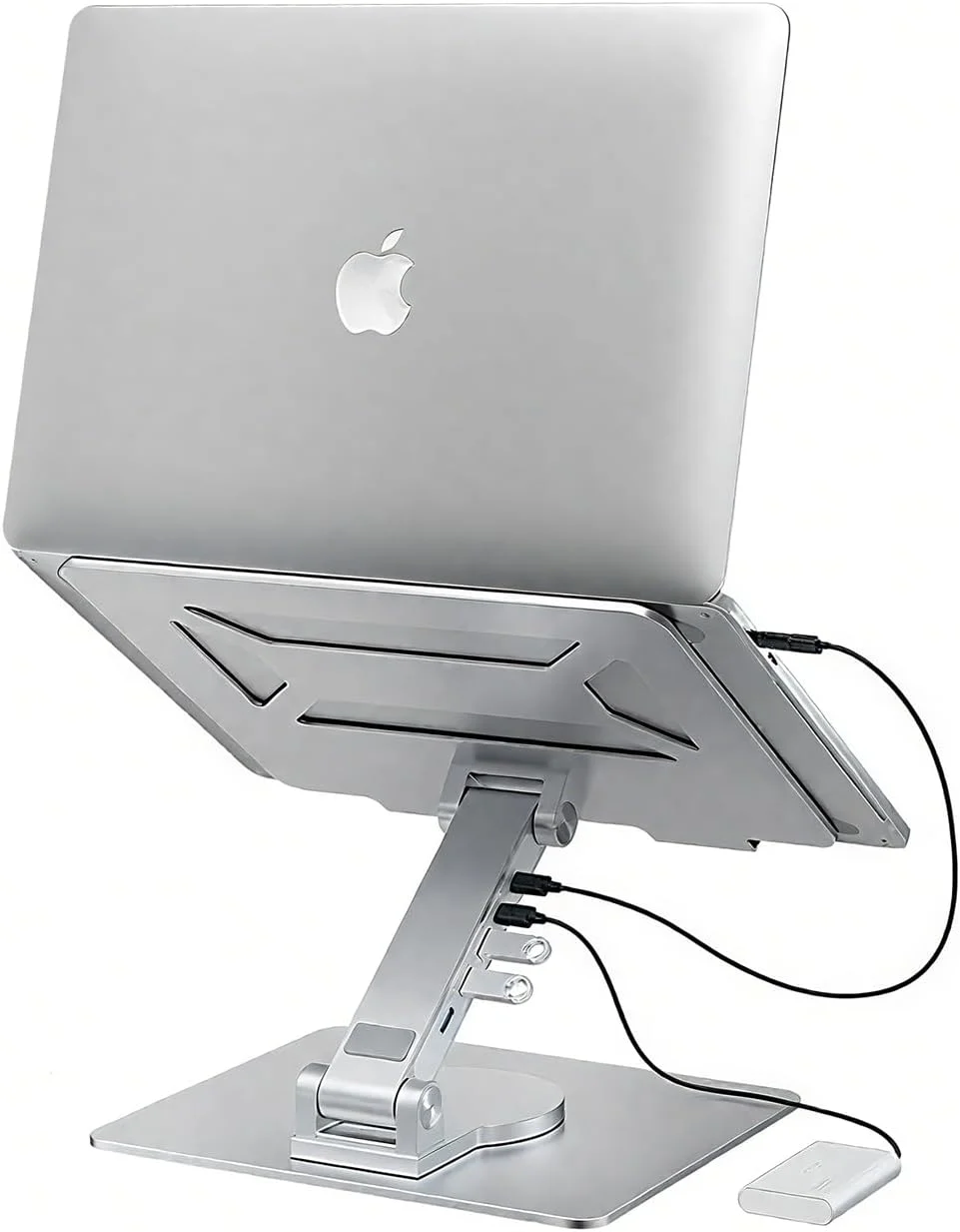 پایه لپ تاپ با ایستگاه اتصال USB C 6 در 1، توان رسانی 7 واتی، پورت Туре-с*1، USB 3.0×3 (5 گیگابیت بر ثانیه) سازگار با MacBook Pro/Air، iPad Pro، XPS، Thinkpad