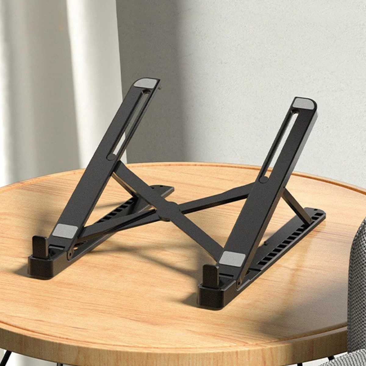 پایه لپ تاپ برای میز، پایه لپ تاپ پلاستیکی تاشو قابل حمل قابل تنظیم، پایه کامپیوتر نوت بوک برای لپ تاپ های 11-17 اینچی، تبلت ها - مشکی