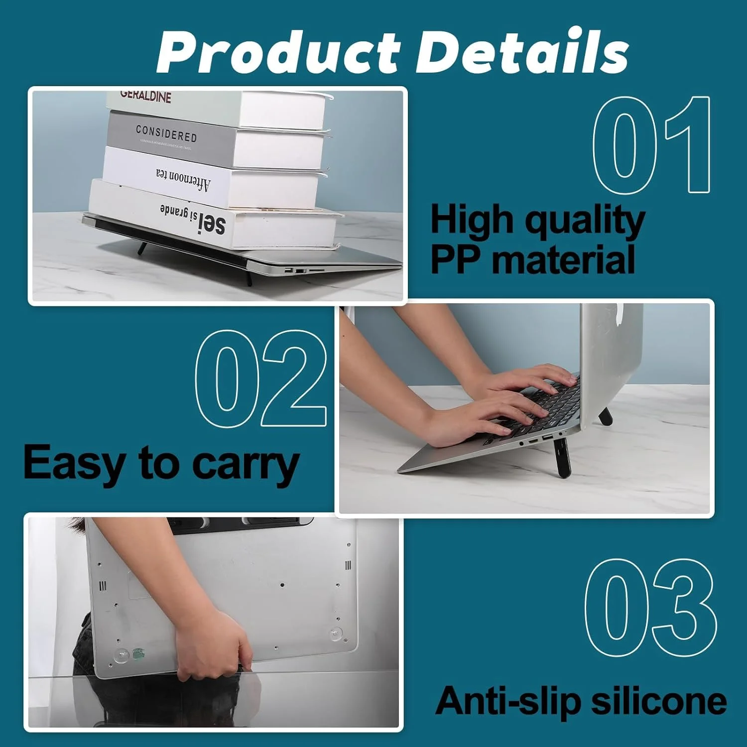 پایه نگهدارنده تاشو ارگونومیک کیبورد با قابلیت تنظیم دو زاویه برای لپتاپ، پایه سبک و قابل حمل برای کیبورد کامپیوتر روی میز، پایه لپتاپ جمع و جور با قابلیت تنظیم ارتفاع و ضد لغزش (2 عدد) پایه نگهدارنده تاشو ارگونومیک کیبورد با قابلیت تنظیم دو زاویه برای لپتاپ، پایه سبک و قابل حمل برای کیبورد کامپیوتر روی میز، پایه لپتاپ جمع و جور با قابلیت تنظیم ارتفاع و ضد لغزش (2 عدد)