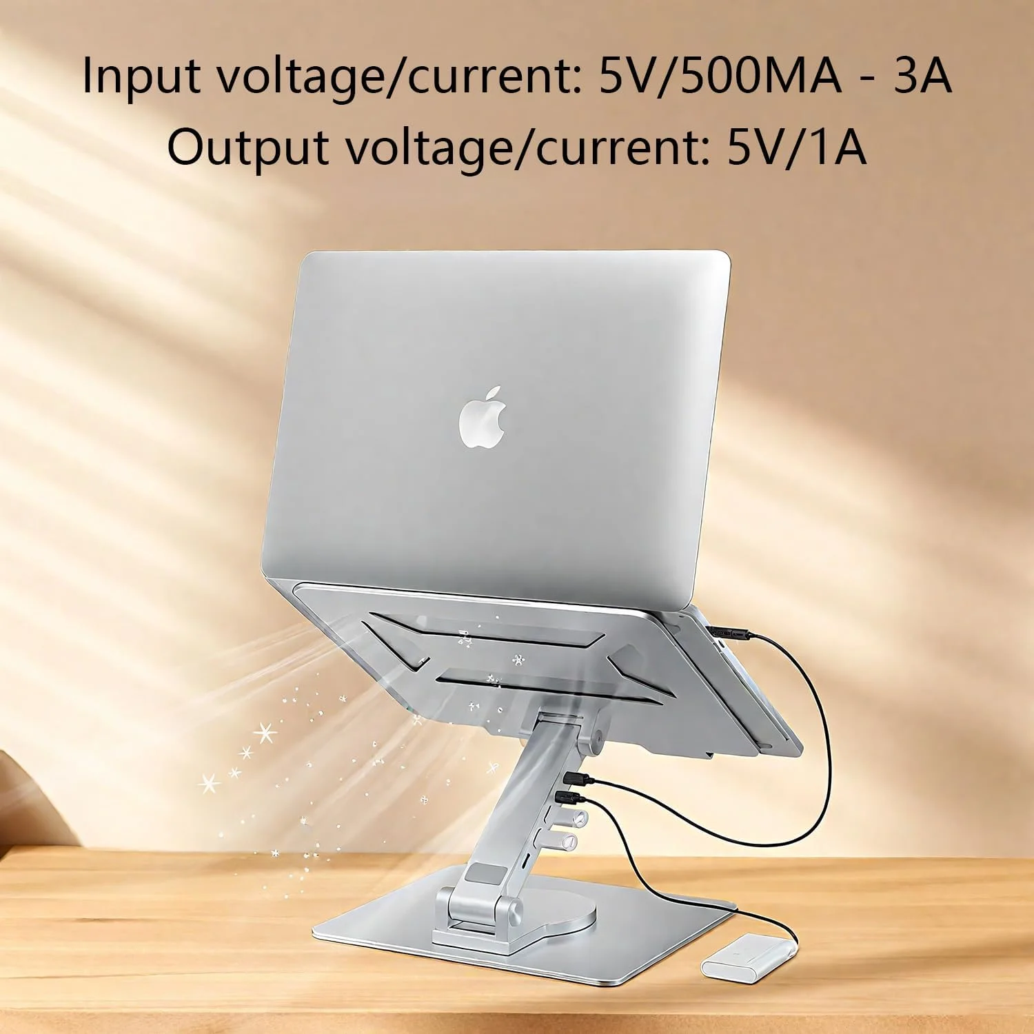 پایه لپ تاپ با ایستگاه اتصال USB C 6 در 1، توان رسانی 7 واتی، پورت Туре-с*1، USB 3.0×3 (5 گیگابیت بر ثانیه) سازگار با MacBook Pro/Air، iPad Pro، XPS، Thinkpad