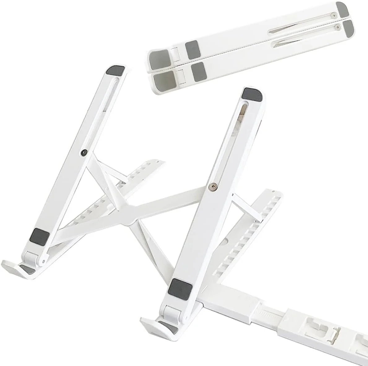 پایه لپ تاپ 2 در 1 برای میز و نگهدارنده تلفن، پایه تاشو قابل تنظیم و ارگونومیک ABS برای لپ تاپ/آیپد (11-17 اینچ)