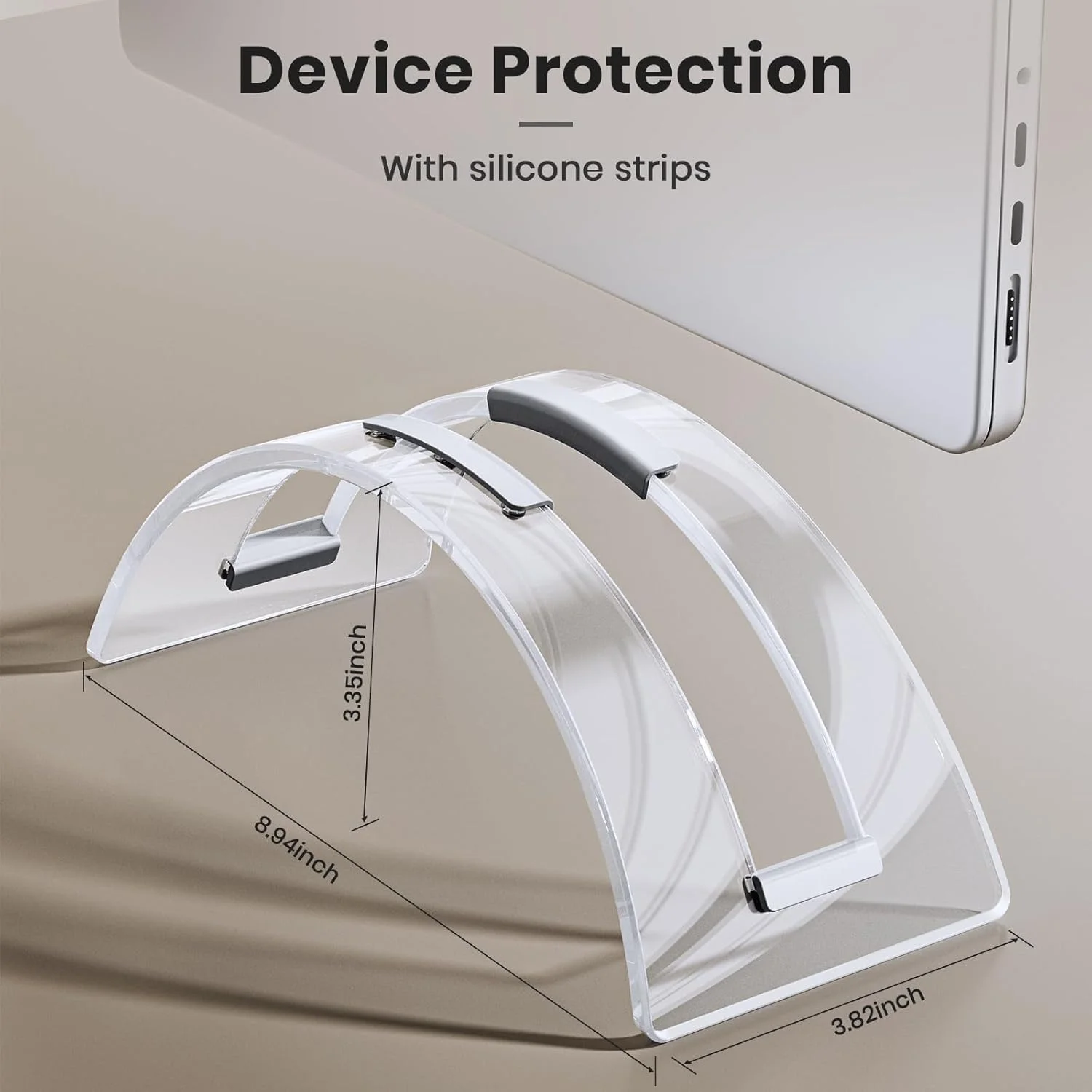 پایه عمودی لپ‌تاپ آکریلیک، داک نوت‌بوک رومیزی شفاف و شیک، پایه داکینگ صرفه‌جویی در فضا برای مک‌بوک، سرفیس، اچ‌پی، دل و غیره