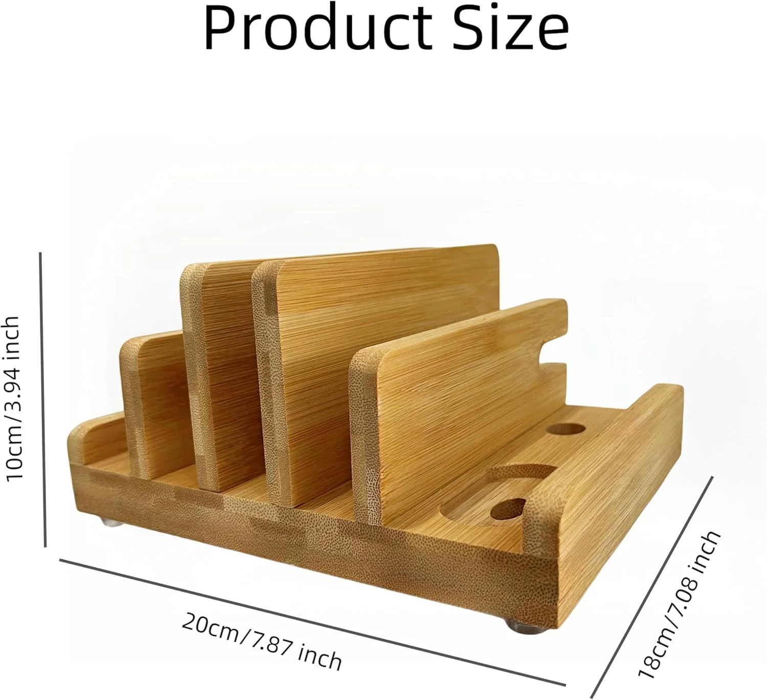 استند رومیزی بامبو، سازمان دهنده چوبی چند دستگاهه برای تلفن، تبلت، ساعت، لپ تاپ (LAPTOP STAND3)