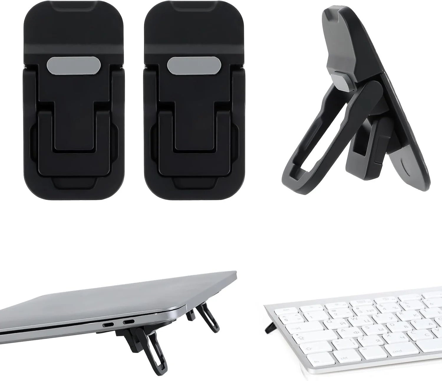 پایه لپ تاپ کوچک قابل حمل BIGTHREE، پایه تاشو صفحه کلید کامپیوتر، بالابر صفحه کلید قابل حمل تاشو نامرئی خود چسب با 2 زاویه قابل تنظیم، برای نوت بوک MacBook/Air/HP و غیره