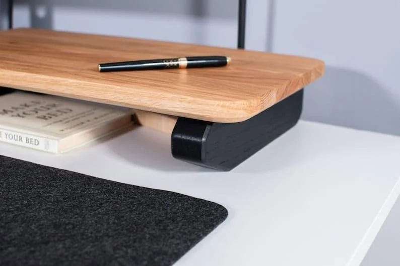 پایه مانیتور چوبی 100 سانتی متری، قفسه رومیزی پایه مانیتور، پایه رومیزی لپ تاپ تلویزیون با فضای نگهداری کیبورد (طول 100 سانتی متر)