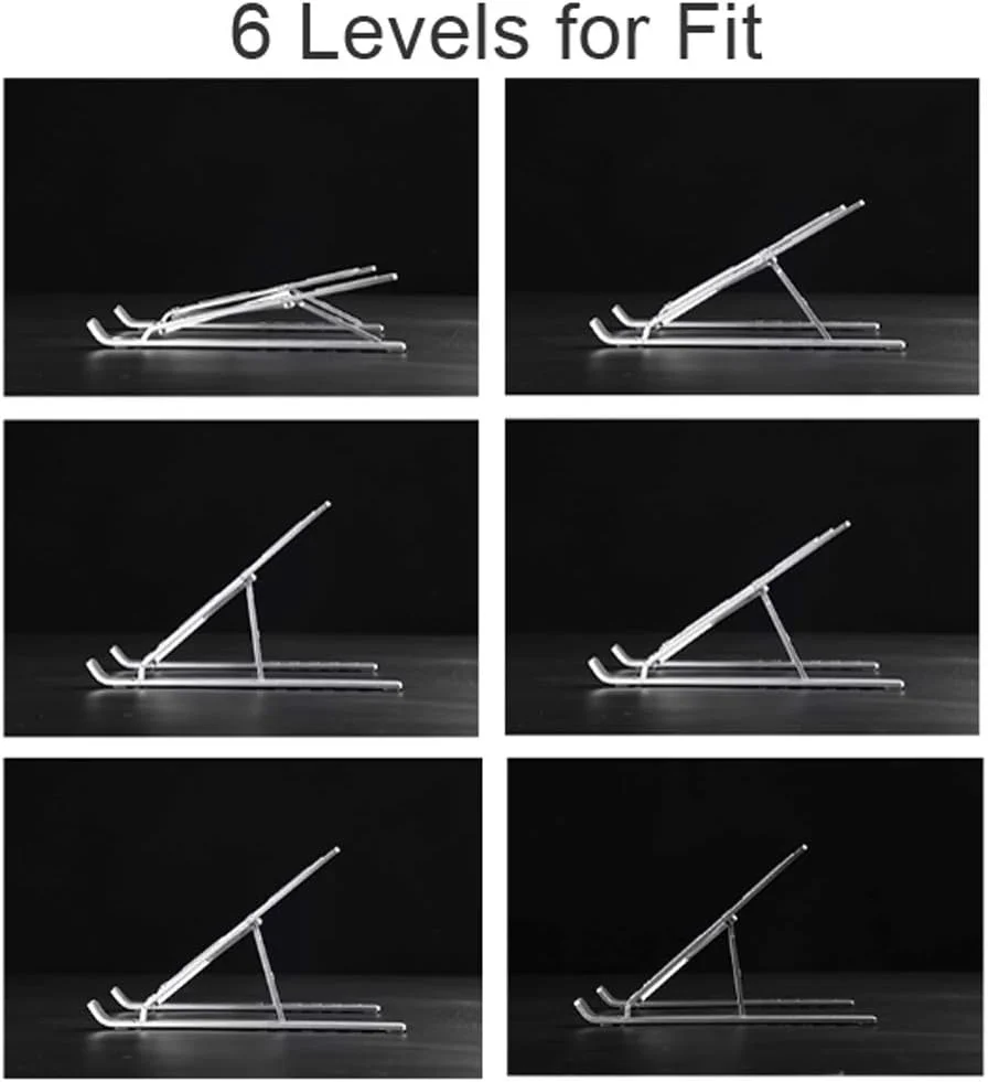 پایه لپ تاپ قابل حمل، نگهدارنده لپ تاپ، پایه کامپیوتر، پایه نوت بوک آلومینیومی با 9 زاویه قابل تنظیم و تهویه برای مک بوک ایر پرو، لنوو، دل و سایر لپ تاپ های 10-15.6 اینچی - نقره ای