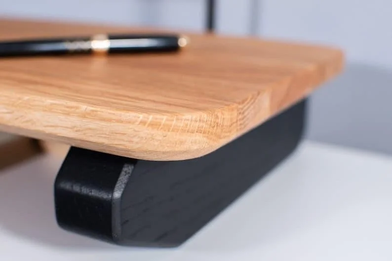 پایه مانیتور چوبی 100 سانتی متری، قفسه رومیزی پایه مانیتور، پایه رومیزی لپ تاپ تلویزیون با فضای نگهداری کیبورد (طول 100 سانتی متر)