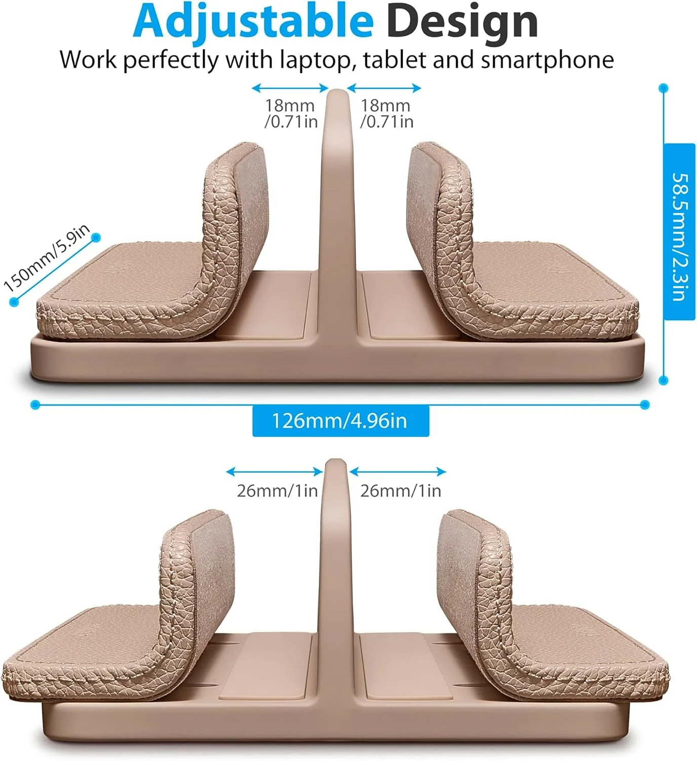 پایه نگهدارنده عمودی لپتاپ چرمی، پایه نگهدارنده دوگانه لپتاپ، نظمدهنده لپتاپ با داک قابل تنظیم (18-26 میلیمتر) برای همه مکبوک/تبلت/سرفیس/دل/آیپد (زردآلویی) پایه نگهدارنده عمودی لپتاپ چرمی، پایه نگهدارنده دوگانه لپتاپ، نظمدهنده لپتاپ با داک قابل تنظیم (18-26 میلیمتر) برای همه مکبوک/تبلت/سرفیس/دل/آیپد (زردآلویی)