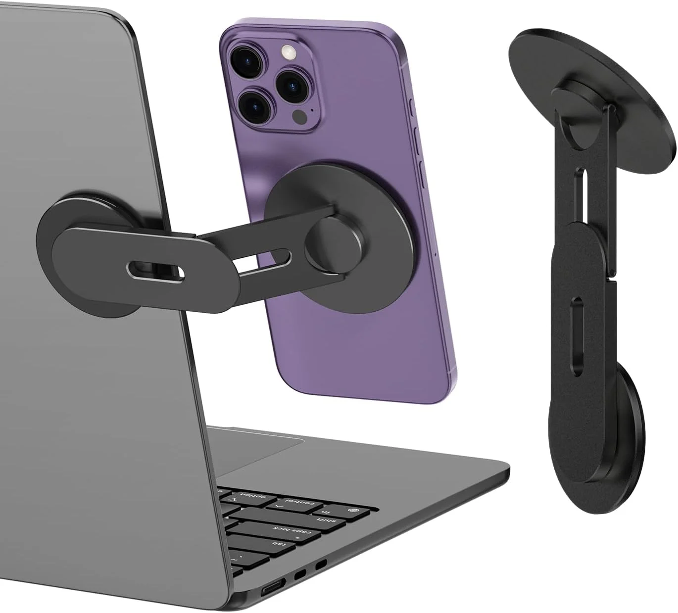 پایه نگهدارنده مغناطیسی گوشی موبایل CloudValley برای لپ‌تاپ، پایه دوربین پیوسته قابل تنظیم سه بعدی سازگار با سری iPhone Mag و همه گوشی‌ها، براکت نگهدارنده تاشو برای مانیتور تسلا PC Gym، مشکی