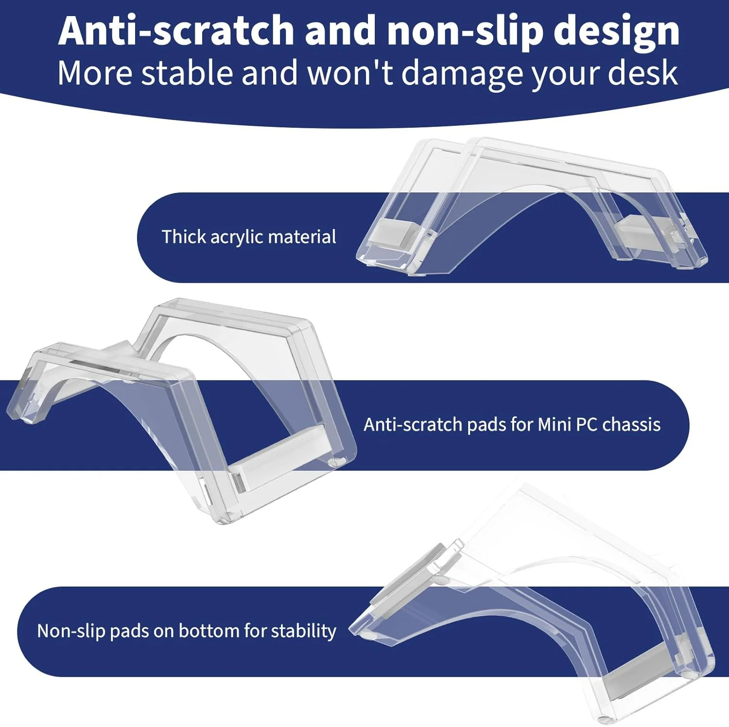 پایه رومیزی مینی پی سی برای مینی پی سی Beelink S12 Pro، نگهدارنده عمودی رومیزی اکریلیک سازگار با Beelink MINI S12 Pro N100, N95 (شفاف)