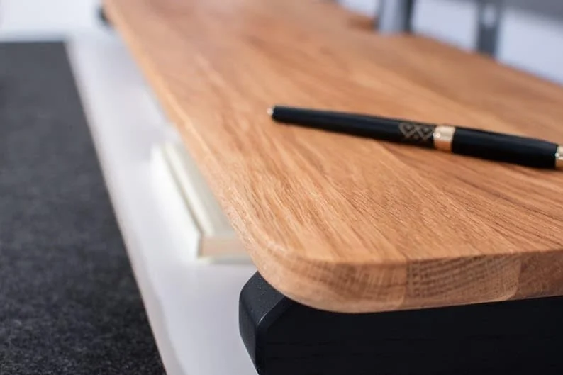 پایه مانیتور چوبی 100 سانتی متری، قفسه رومیزی پایه مانیتور، پایه رومیزی لپ تاپ تلویزیون با فضای نگهداری کیبورد (طول 100 سانتی متر)