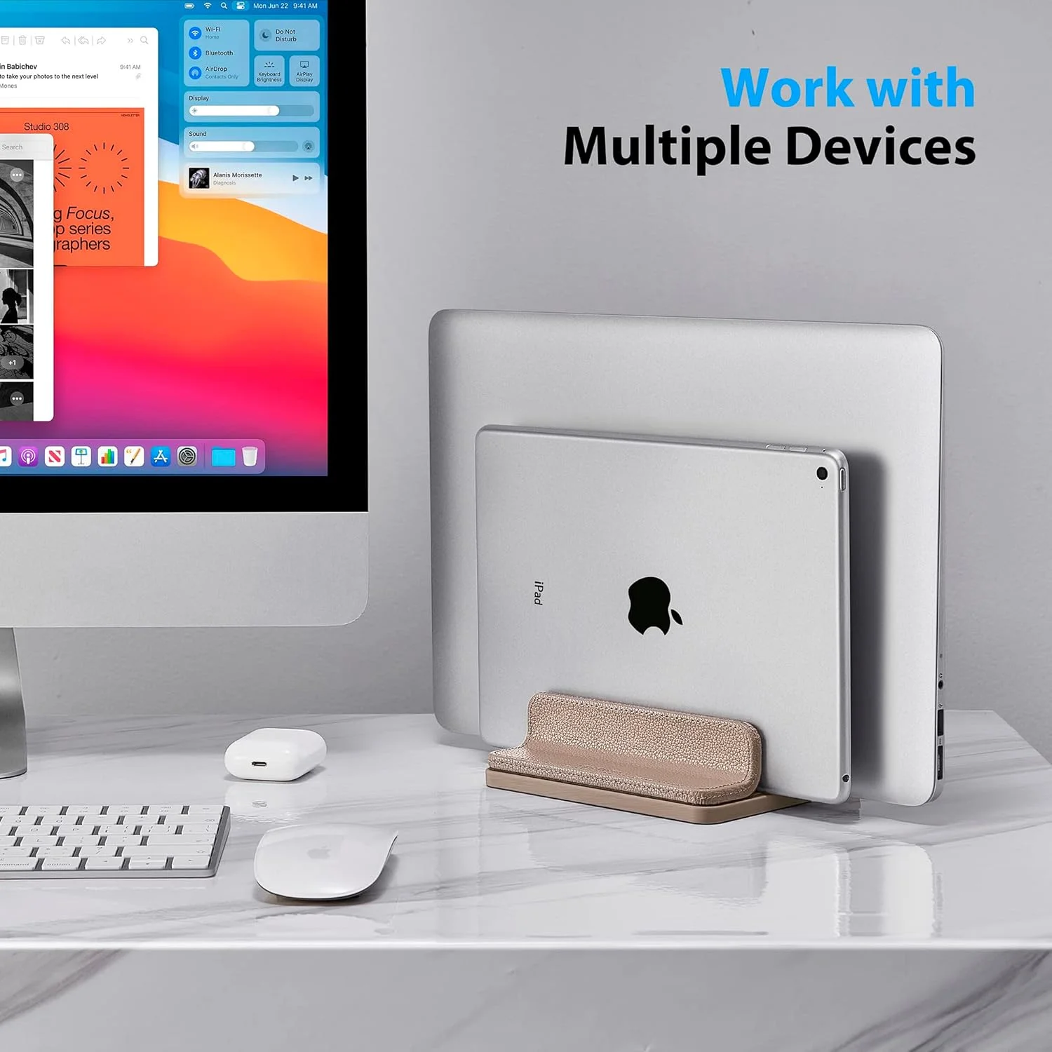 پایه نگهدارنده عمودی لپتاپ چرمی، پایه نگهدارنده دوگانه لپتاپ، نظمدهنده لپتاپ با داک قابل تنظیم (18-26 میلیمتر) برای همه مکبوک/تبلت/سرفیس/دل/آیپد (زردآلویی) پایه نگهدارنده عمودی لپتاپ چرمی، پایه نگهدارنده دوگانه لپتاپ، نظمدهنده لپتاپ با داک قابل تنظیم (18-26 میلیمتر) برای همه مکبوک/تبلت/سرفیس/دل/آیپد (زردآلویی)