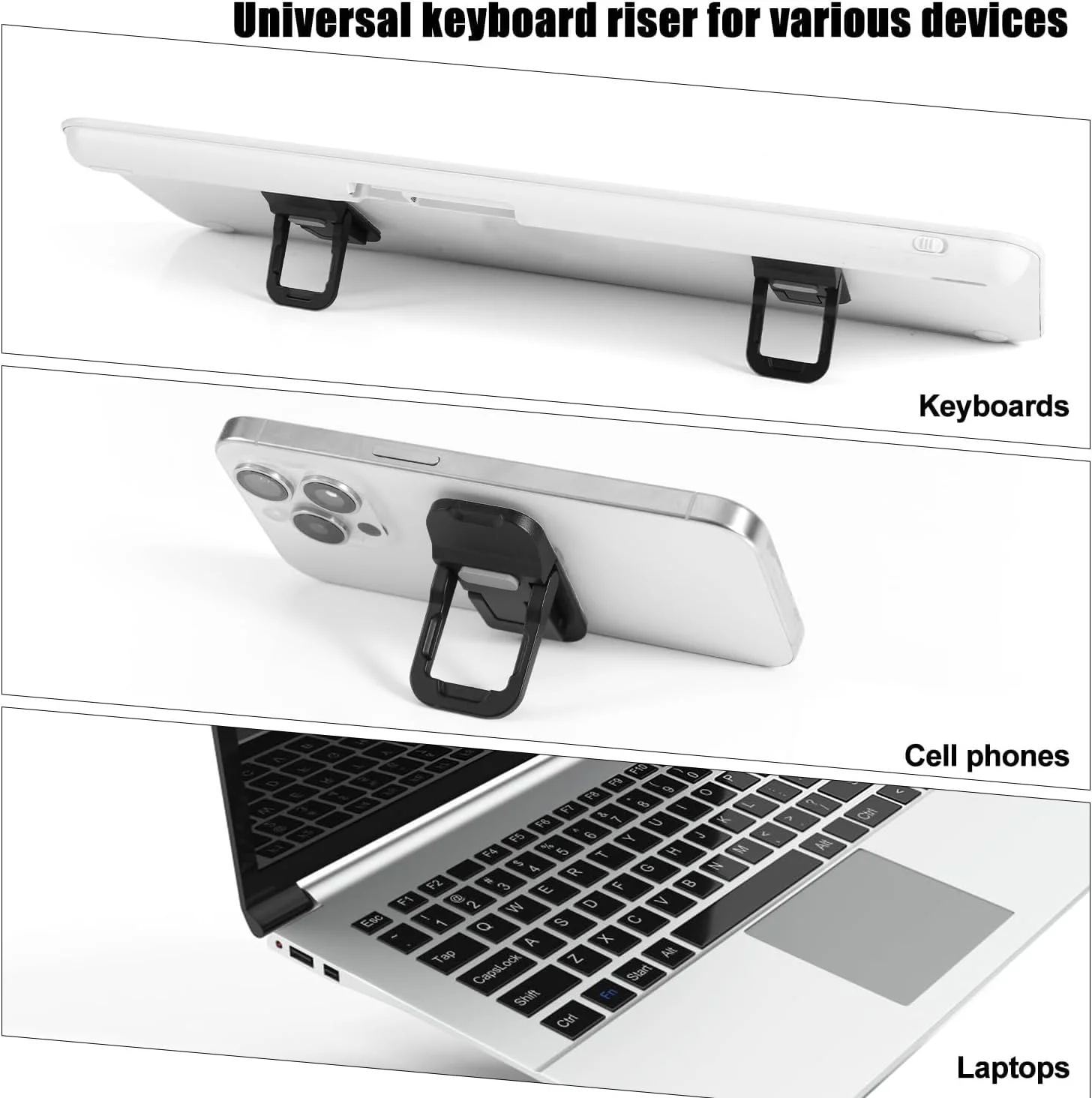 پایه لپ تاپ کوچک قابل حمل BIGTHREE، پایه تاشو صفحه کلید کامپیوتر، بالابر صفحه کلید قابل حمل تاشو نامرئی خود چسب با 2 زاویه قابل تنظیم، برای نوت بوک MacBook/Air/HP و غیره