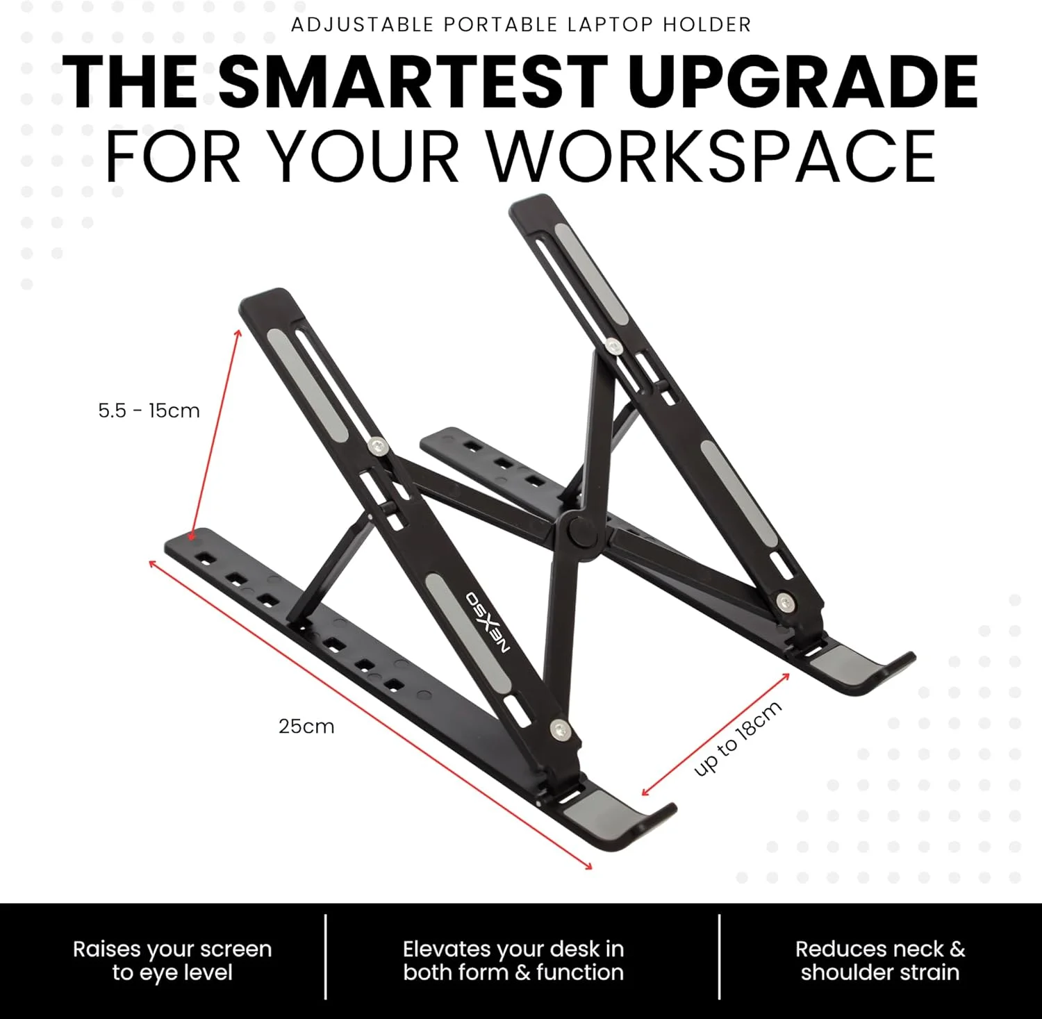 پایه لپ تاپ آلومینیومی مشکی قابل تنظیم برای میز | پایه تاشو ارگونومیک برای لپ تاپ، تبلت، طراحی قابل حمل 7 زاویه با قابلیت ضد لغزش و خنک کننده، کیف حمل و سازگاری گسترده پایه لپ تاپ آلومینیومی مشکی قابل تنظیم برای میز | پایه تاشو ارگونومیک برای لپ تاپ، تبلت، طراحی قابل حمل 7 زاویه با قابلیت ضد لغزش و خنک کننده، کیف حمل و سازگاری گسترده
