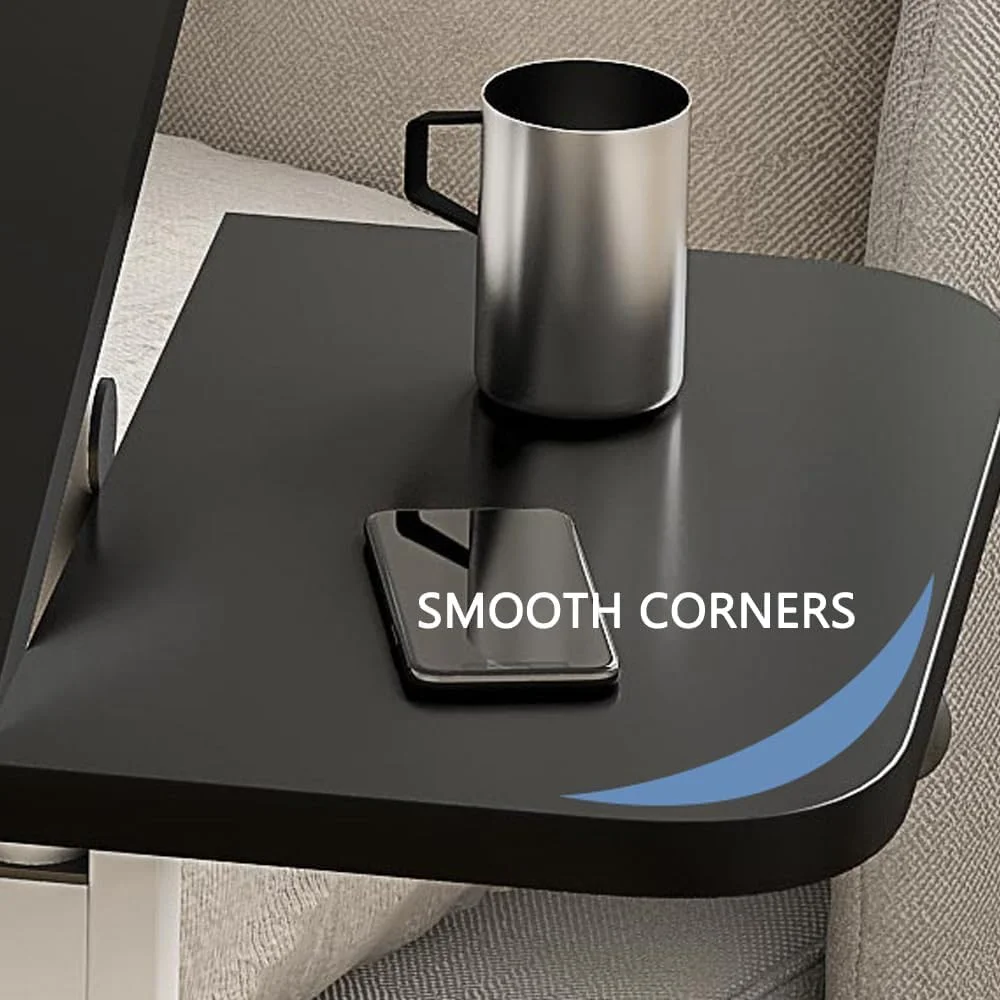 میز لپ‌تاپ چرخشی و بالابر برای خانه و دفتر، میز کنار تختی متحرک با غلتک، پایه کامپیوتر قابل تنظیم، با 4 چرخ میز کنار مبل، میز قهوه خوری 60 * 40 (مشکی)