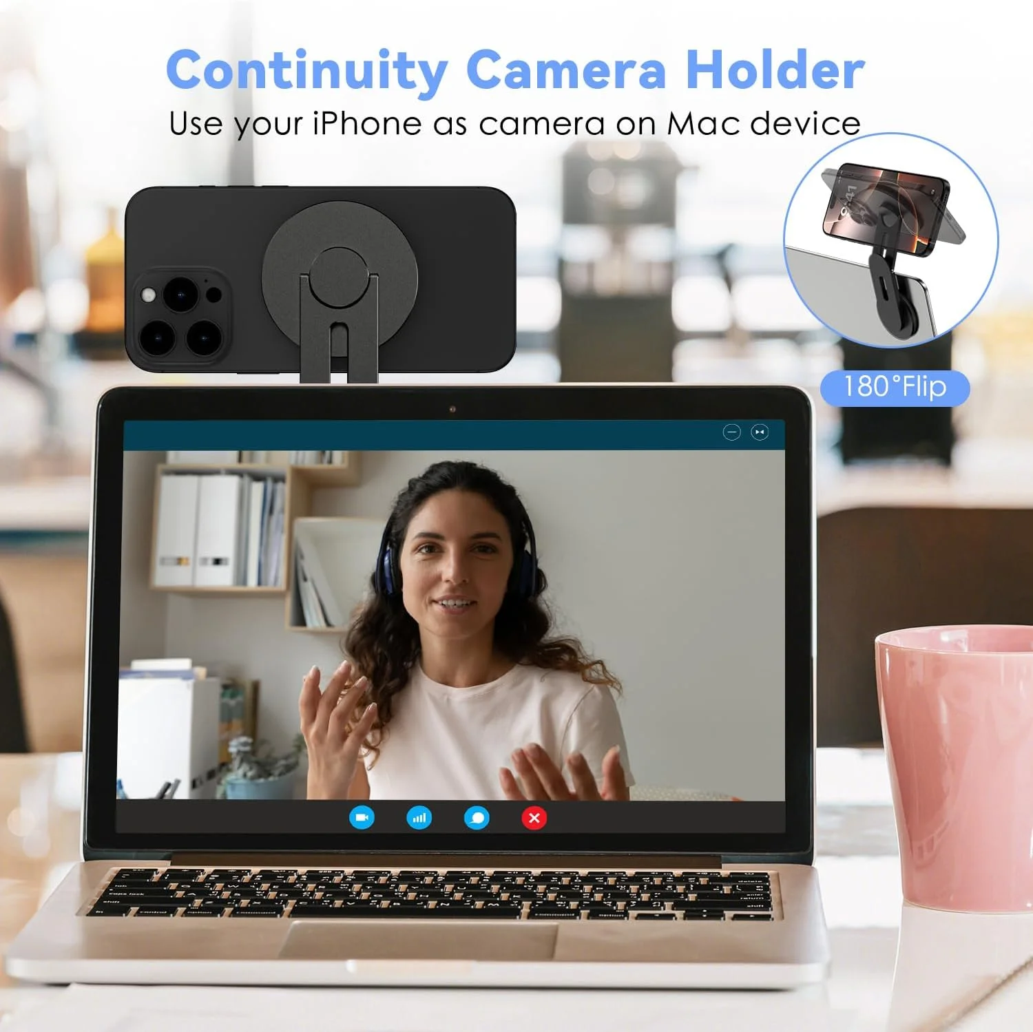 پایه نگهدارنده مغناطیسی گوشی موبایل CloudValley برای لپ‌تاپ، پایه دوربین پیوسته قابل تنظیم سه بعدی سازگار با سری iPhone Mag و همه گوشی‌ها، براکت نگهدارنده تاشو برای مانیتور تسلا PC Gym، مشکی