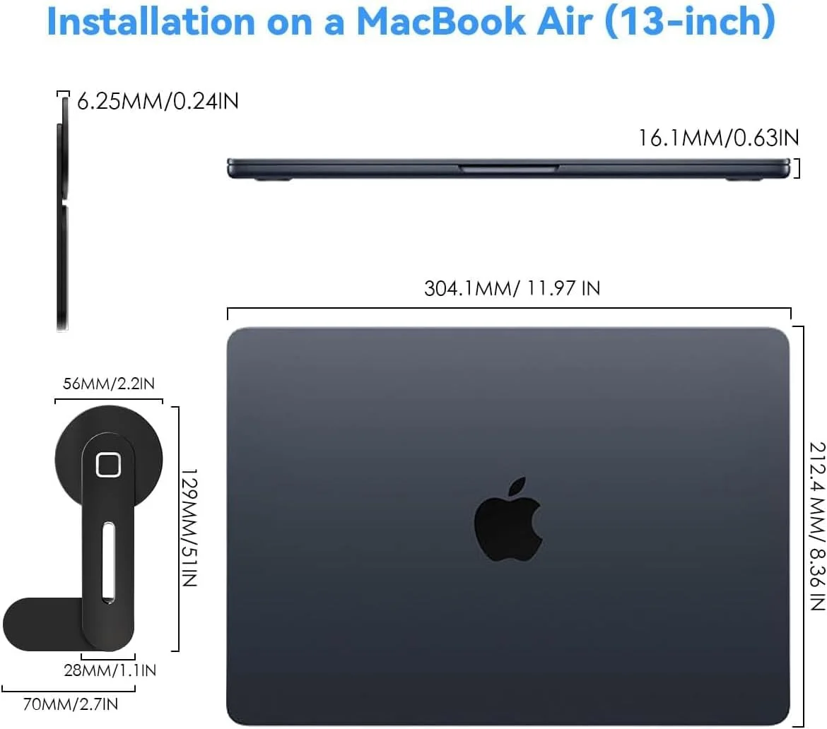 نگهدارنده مغناطیسی گوشی برای لپ تاپ، پایه جانبی قابل تنظیم و تاشو برای اتصال گوشی به مانیتور (مشکی) نگهدارنده مغناطیسی گوشی برای لپ تاپ، پایه جانبی قابل تنظیم و تاشو برای اتصال گوشی به مانیتور (مشکی)