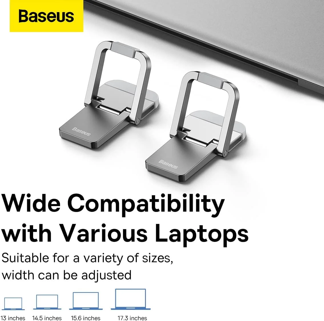 پایه تاشو فلزی لپ تاپ بیسوس، نگهدارنده رومیزی قابل حمل برای مک بوک پرو ایر و لوازم جانبی دِل