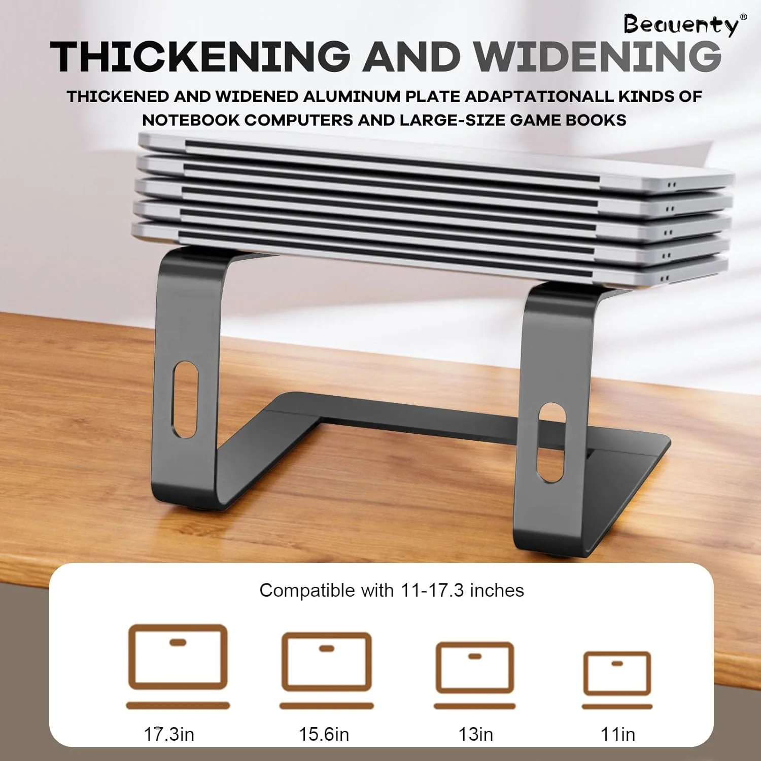 پایه لپ‌تاپ Beauenty، پایه مک‌بوک برای میز، نگهدارنده لپ‌تاپ آلیاژ آلومینیوم سازگار با کامپیوترهای نوت‌بوک 10 تا 15.6 اینچی، پایه دفع حرارت