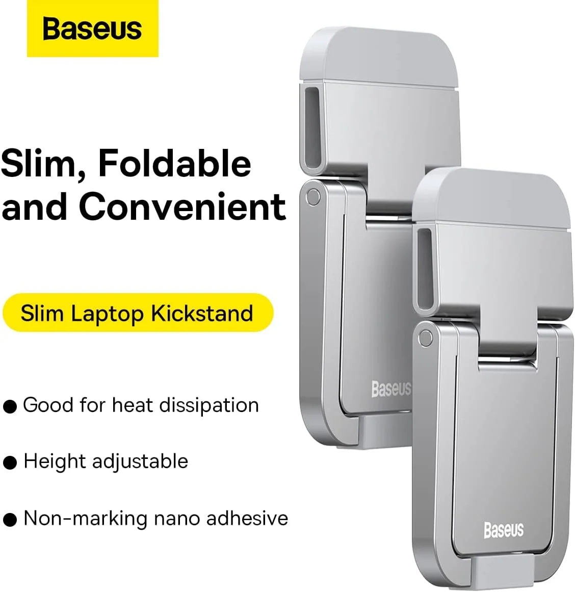 پایه تاشو فلزی لپ تاپ بیسوس، نگهدارنده رومیزی قابل حمل برای مک بوک پرو ایر و لوازم جانبی دِل