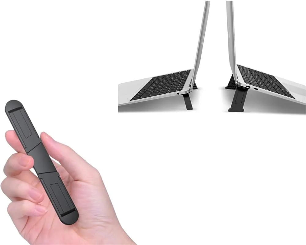 پایه لپ تاپ قابل تنظیم Azonee، نگهدارنده تاشو لپ تاپ ارگونومیک، لپ تاپ سبک وزن مناسب برای دفتر کار خانگی، خود چسب (مشکی)