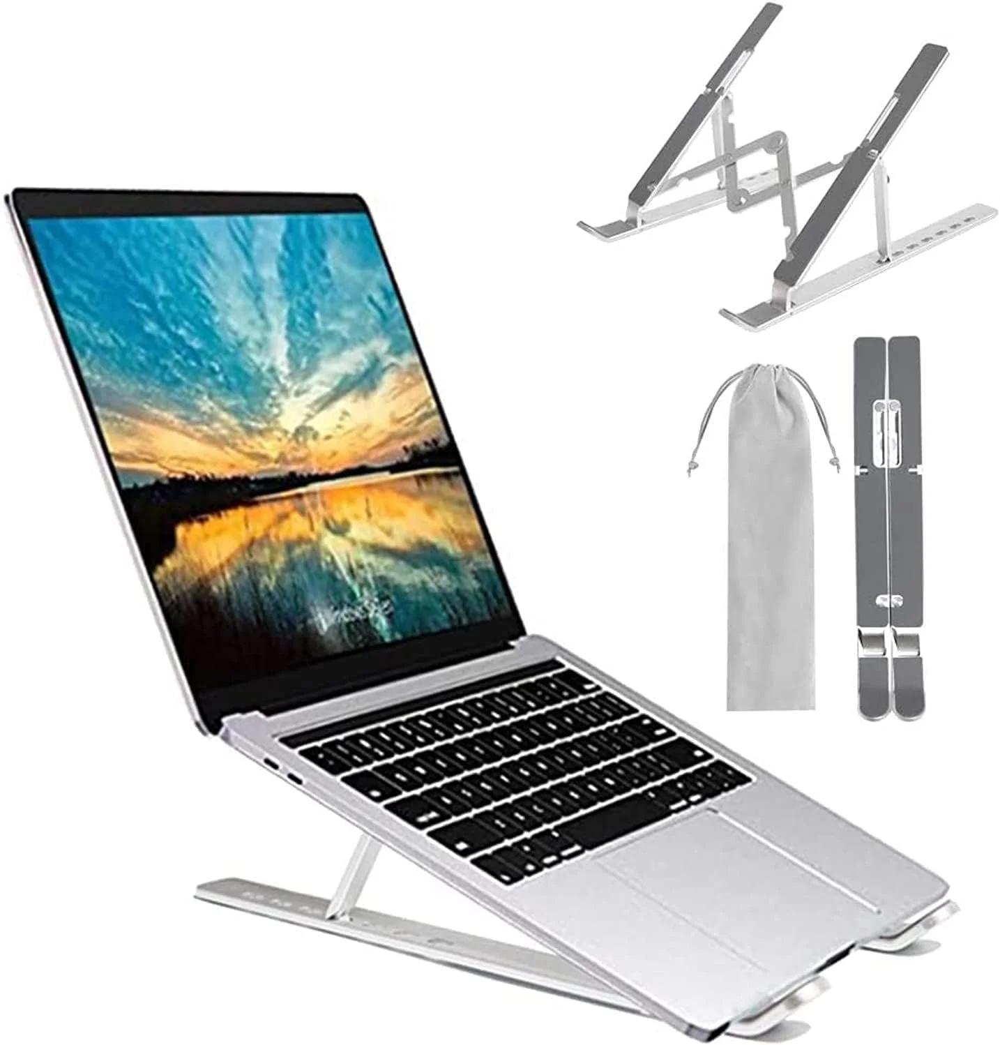 پایه لپ تاپ AWH، نگهدارنده لپ تاپ و تبلت، 6 زاویه قابل تنظیم، ساخته شده از مواد ABS، نگهدارنده ارگونومیک رومیزی سازگار با MacBook، iPad، HP، Dell، Lenovo 10-15.6 اینچ - نقره ای پایه لپ تاپ AWH، نگهدارنده لپ تاپ و تبلت، 6 زاویه قابل تنظیم، ساخته شده از مواد ABS، نگهدارنده ارگونومیک رومیزی سازگار با MacBook، iPad، HP، Dell، Lenovo 10-15.6 اینچ - نقره ای