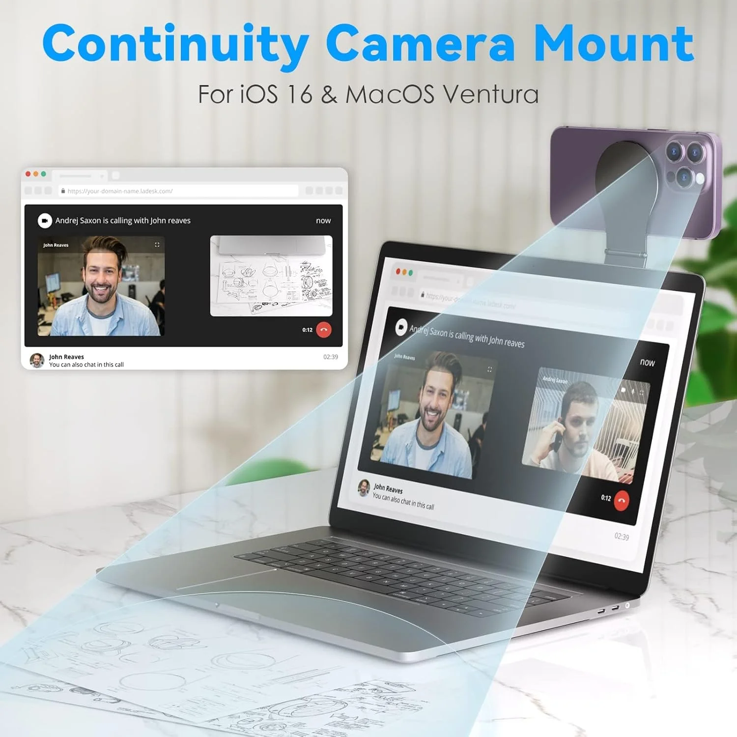 نگهدارنده مغناطیسی گوشی آزونی برای لپ‌تاپ، پایه نگهدارنده قابل تنظیم تلفن همراه طراحی شده برای مگ‌سیف، گیره نصب جانبی مانیتور کامپیوتر برای آیفون، مناسب برای کار در خانه و اداره، خاکستری