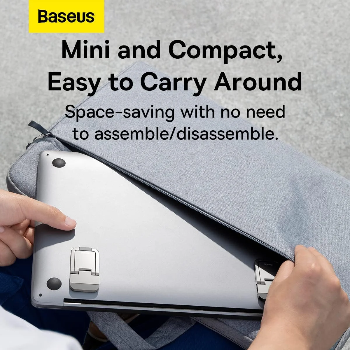 پایه تاشو فلزی لپ تاپ بیسوس، نگهدارنده رومیزی قابل حمل برای مک بوک پرو ایر و لوازم جانبی دِل