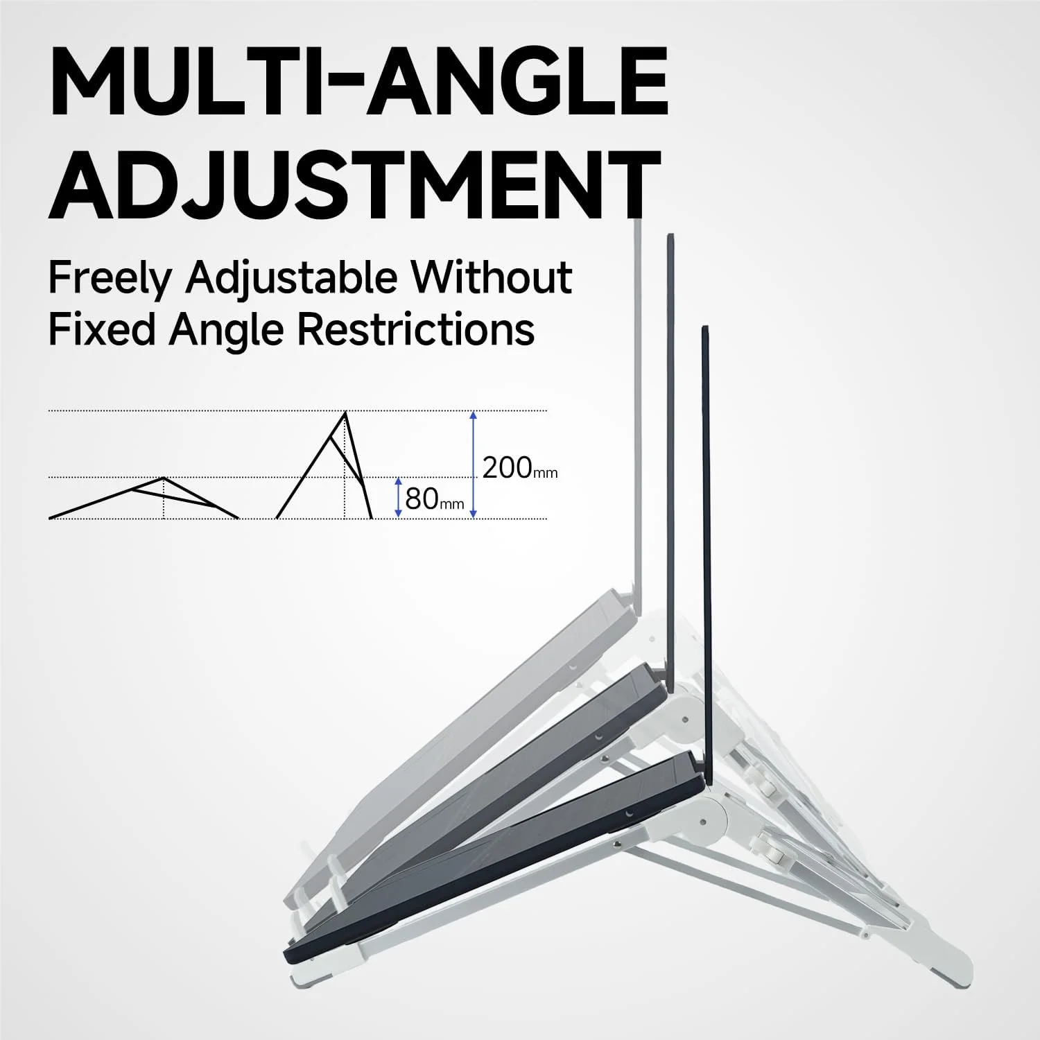 پایه لپ تاپ قابل تنظیم برای میز، پایه نوت بوک آلیاژ آلومینیوم با پدهای سیلیکونی ضد لغزش، خنک کننده تاشو، سازگار با مک بوک، آیپد، اچ پی، دل، پایه نوت بوک و موارد دیگر، سفید