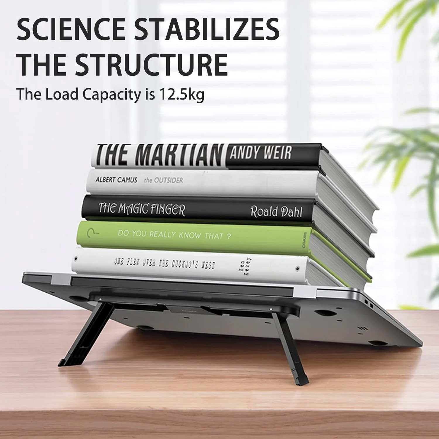 پایه لپ تاپ ALMEKAQUZ، نگهدارنده تاشو و قابل حمل لپ تاپ، پایه ارگونومیک نامرئی چسبی با قابلیت تنظیم 2 سطح برای لپ تاپ ها و تبلت های 11 تا 17 اینچی (مشکی)