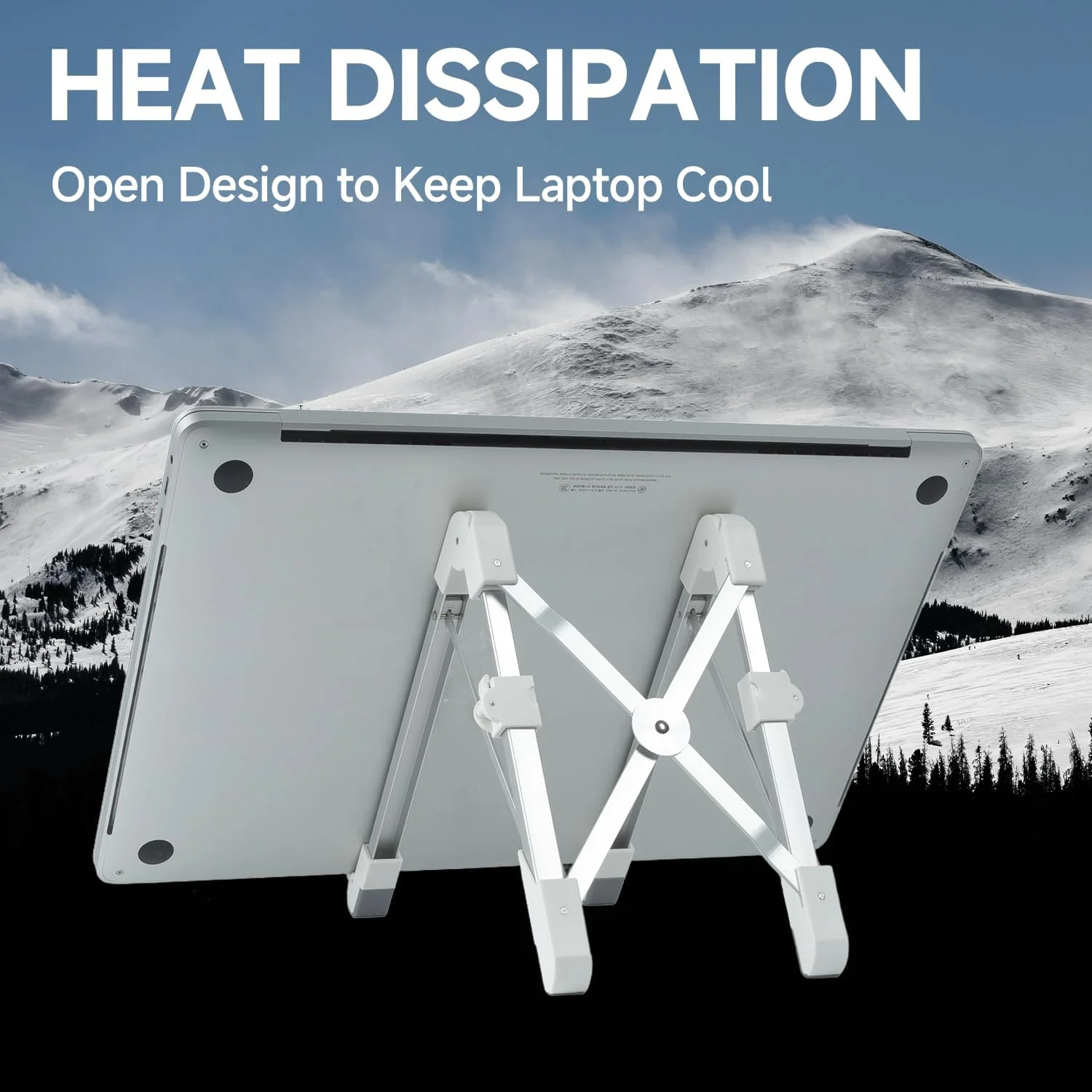 پایه لپ تاپ قابل تنظیم برای میز، پایه نوت بوک آلیاژ آلومینیوم با پدهای سیلیکونی ضد لغزش، خنک کننده تاشو، سازگار با مک بوک، آیپد، اچ پی، دل، پایه نوت بوک و موارد دیگر، سفید