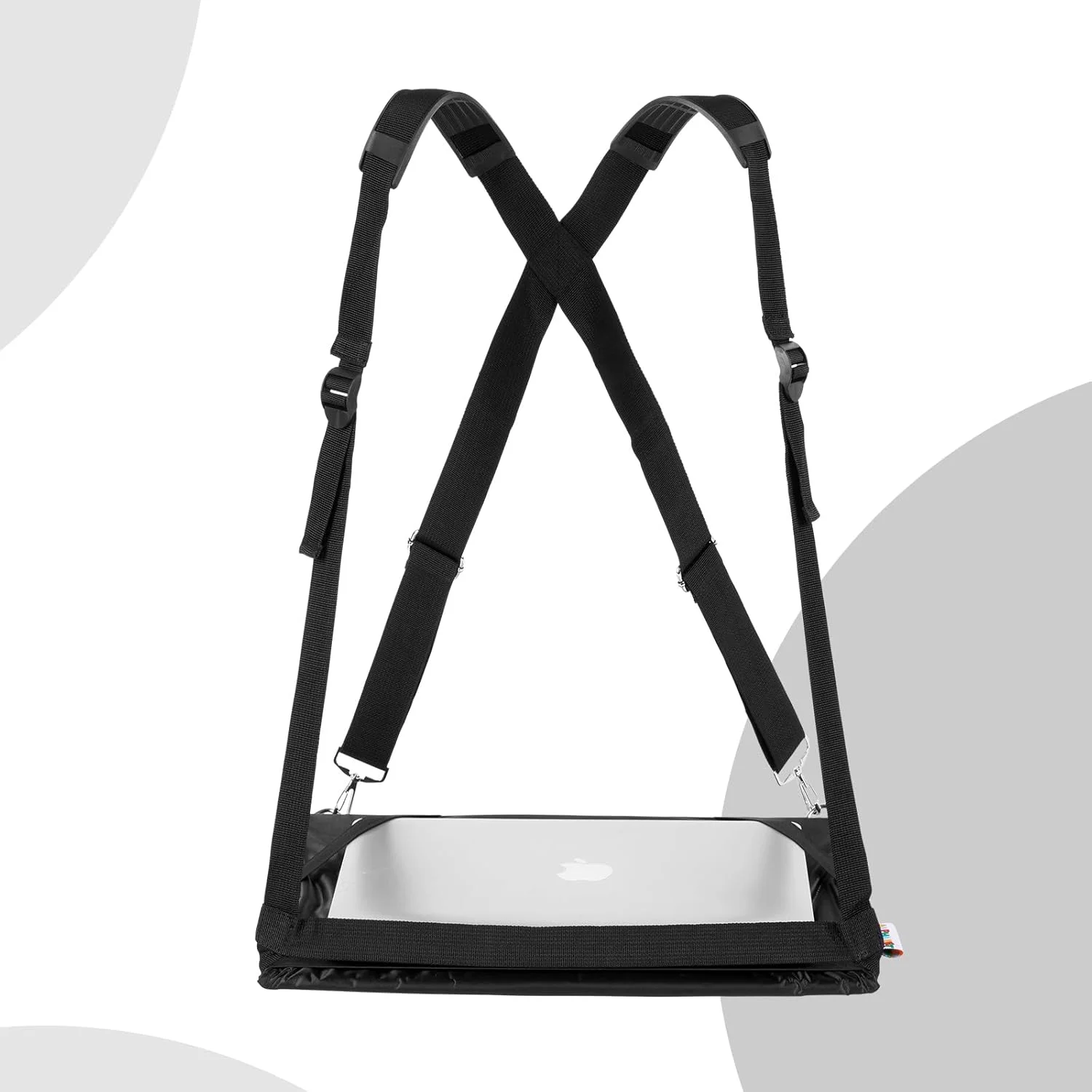 هارنس لپ تاپ - میز قابل حمل و پوشیدنی بدون دست برای لپ تاپ 17 اینچی، تبلت، دفترچه یادداشت، مک بوک - بندهای قابل تنظیم، نگهدارنده لپ تاپ ایستاده - شامل پد ماوس مموری فوم هارنس لپ تاپ - میز قابل حمل و پوشیدنی بدون دست برای لپ تاپ 17 اینچی، تبلت، دفترچه یادداشت، مک بوک - بندهای قابل تنظیم، نگهدارنده لپ تاپ ایستاده - شامل پد ماوس مموری فوم