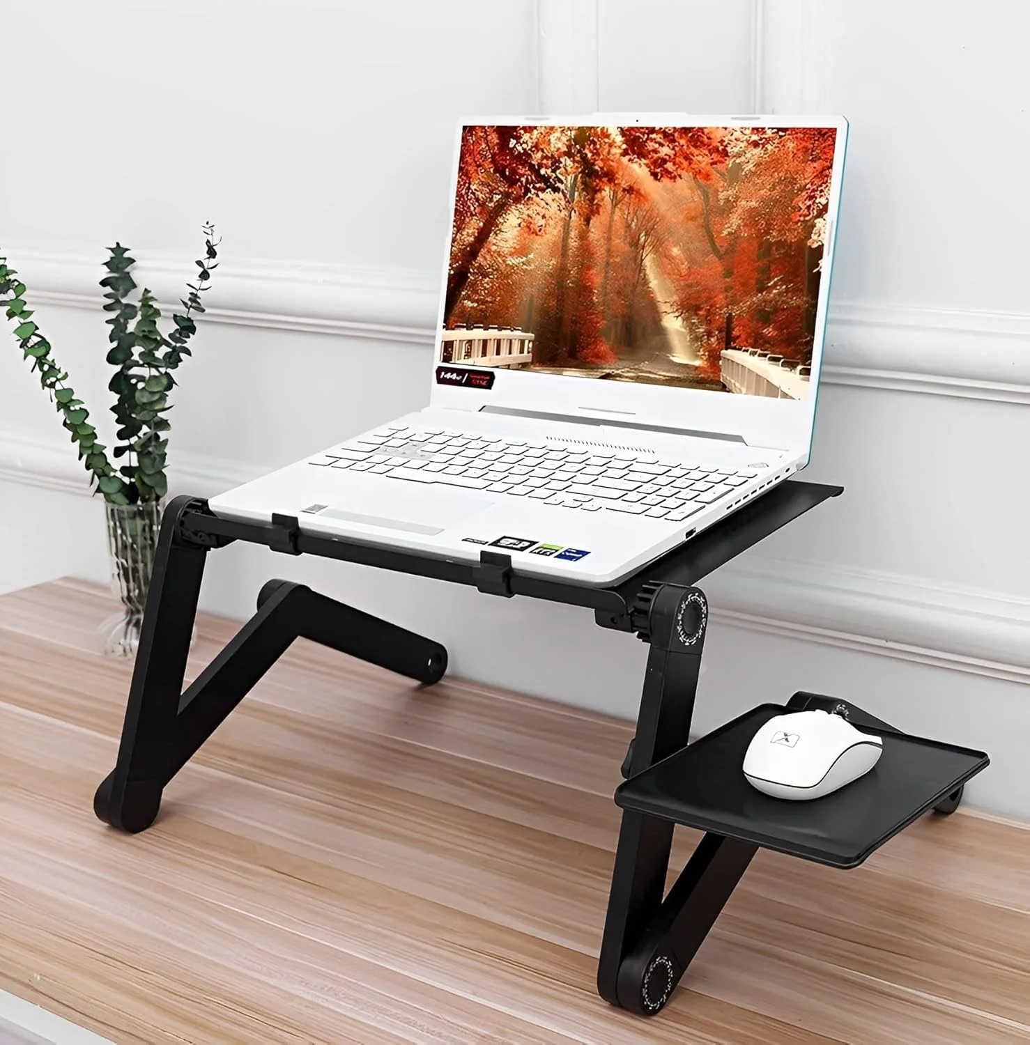 میز لپتاپ آلومینیومی قابل تنظیم فوقالعاده عریض Arabest با پد ماوس و دو فن خنککننده پردازنده، میز کامپیوتر ارگونومیک قابل حمل برای استفاده روی مبل، تخت و حالت ایستاده/نشسته (مشکی خنک) میز لپتاپ آلومینیومی قابل تنظیم فوقالعاده عریض Arabest با پد ماوس و دو فن خنککننده پردازنده، میز کامپیوتر ارگونومیک قابل حمل برای استفاده روی مبل، تخت و حالت ایستاده/نشسته (مشکی خنک)