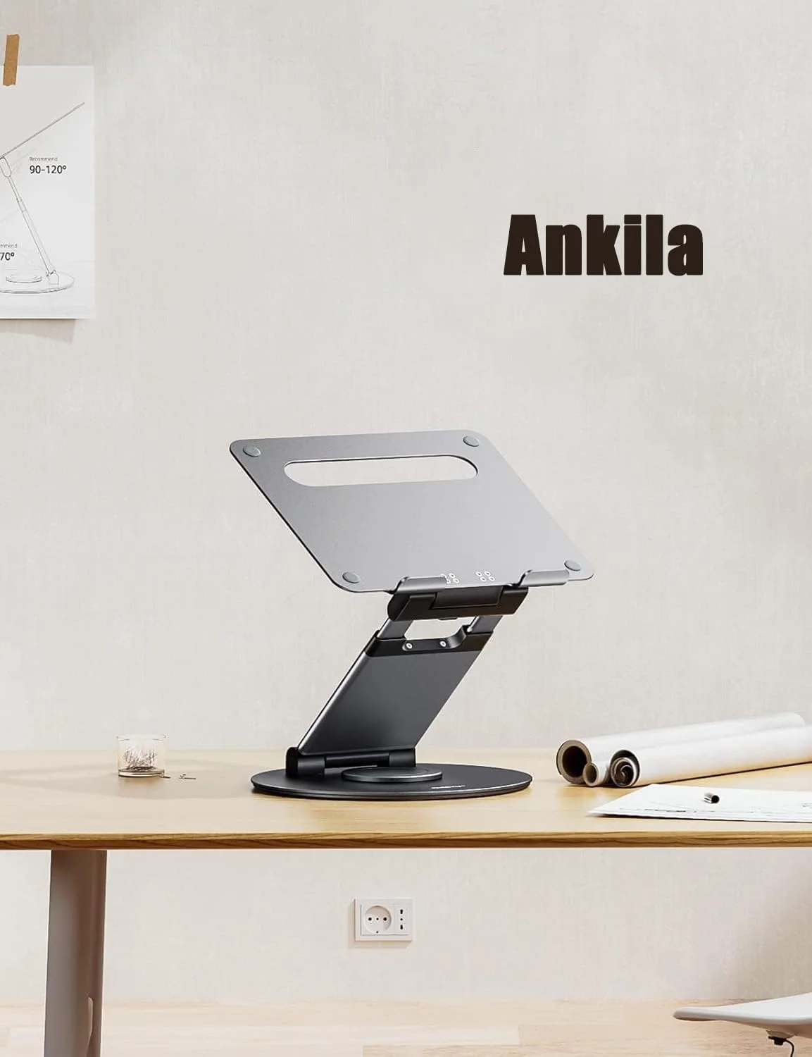 پایه لپ تاپ تلسکوپی با قابلیت چرخش 360 درجه برای میز، با طراحی چرخان و ارتفاع قابل تنظیم، مناسب برای تمامی لپ تاپ ها و کامپیوترهای 10 تا 17 اینچی، سازگار با مک بوک، خاکستری