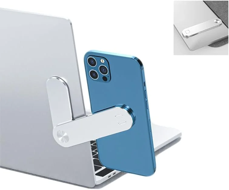 نگهدارنده تلفن همراه لپ تاپ، نگهدارنده مغناطیسی قابل حمل صفحه نمایش لپ تاپ آلیاژ آلومینیوم، پایه جانبی قابل تنظیم تلفن برای استفاده در خانه و محل کار (نقره ای)