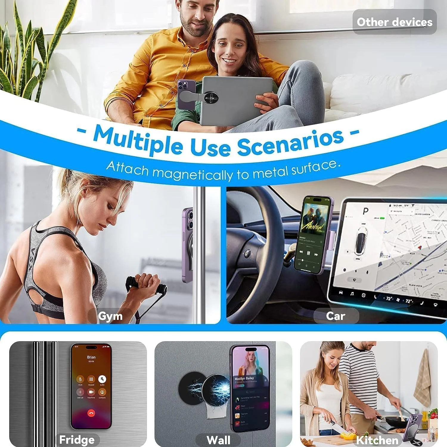 نگهدارنده مغناطیسی گوشی برای لپ تاپ، طراحی تاشو و فوق العاده نازک با گیره مغناطیسی قوی، پایه نگهدارنده گوشی جهانی سازگار با همه تلفن های هوشمند، ایده آل برای استفاده در دفتر، خانه و مسافرت