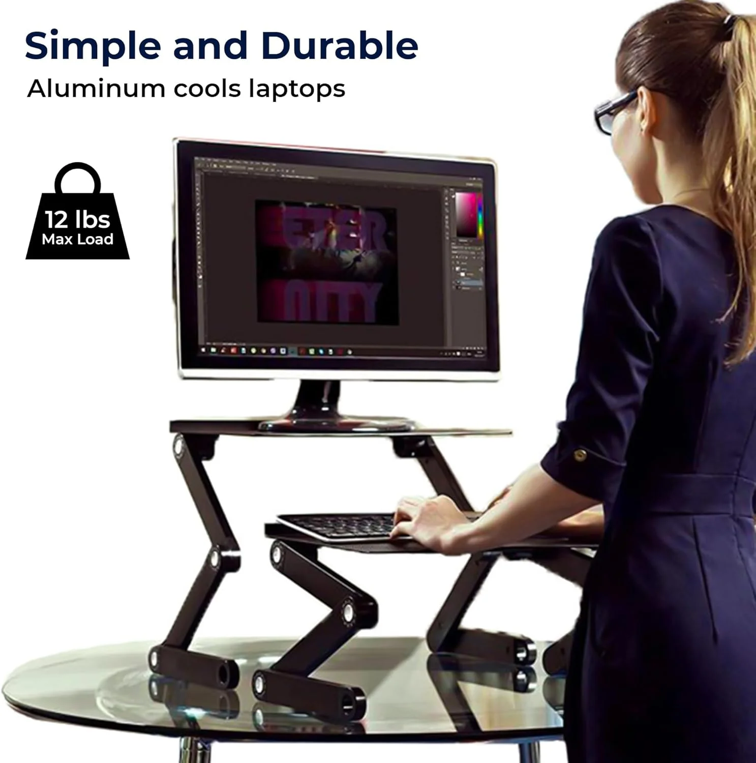 تبدیل کننده میز ایستاده قابل تنظیم WorkEZ برای لپ تاپ، پایه رومیزی برای کامپیوتر لپ تاپ نشسته یا ایستاده با سینی صفحه کلید، تبدیل کننده میز ایستاده شیب منفی ارگونومیک، مشکی تبدیل کننده میز ایستاده قابل تنظیم WorkEZ برای لپ تاپ، پایه رومیزی برای کامپیوتر لپ تاپ نشسته یا ایستاده با سینی صفحه کلید، تبدیل کننده میز ایستاده شیب منفی ارگونومیک، مشکی