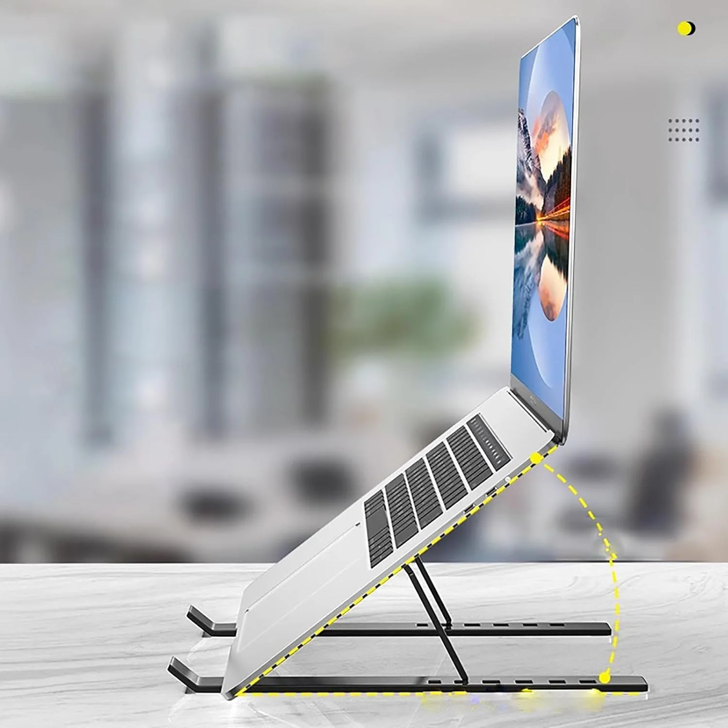 پایه لپ تاپ قابل تنظیم برای میز، پایه لپ تاپ قابل حمل، پایه لپ تاپ تاشو آلومینیومی، سازگار با تمام لپ تاپ ها و نوت بوک ها تا 17 اینچ - مشکی