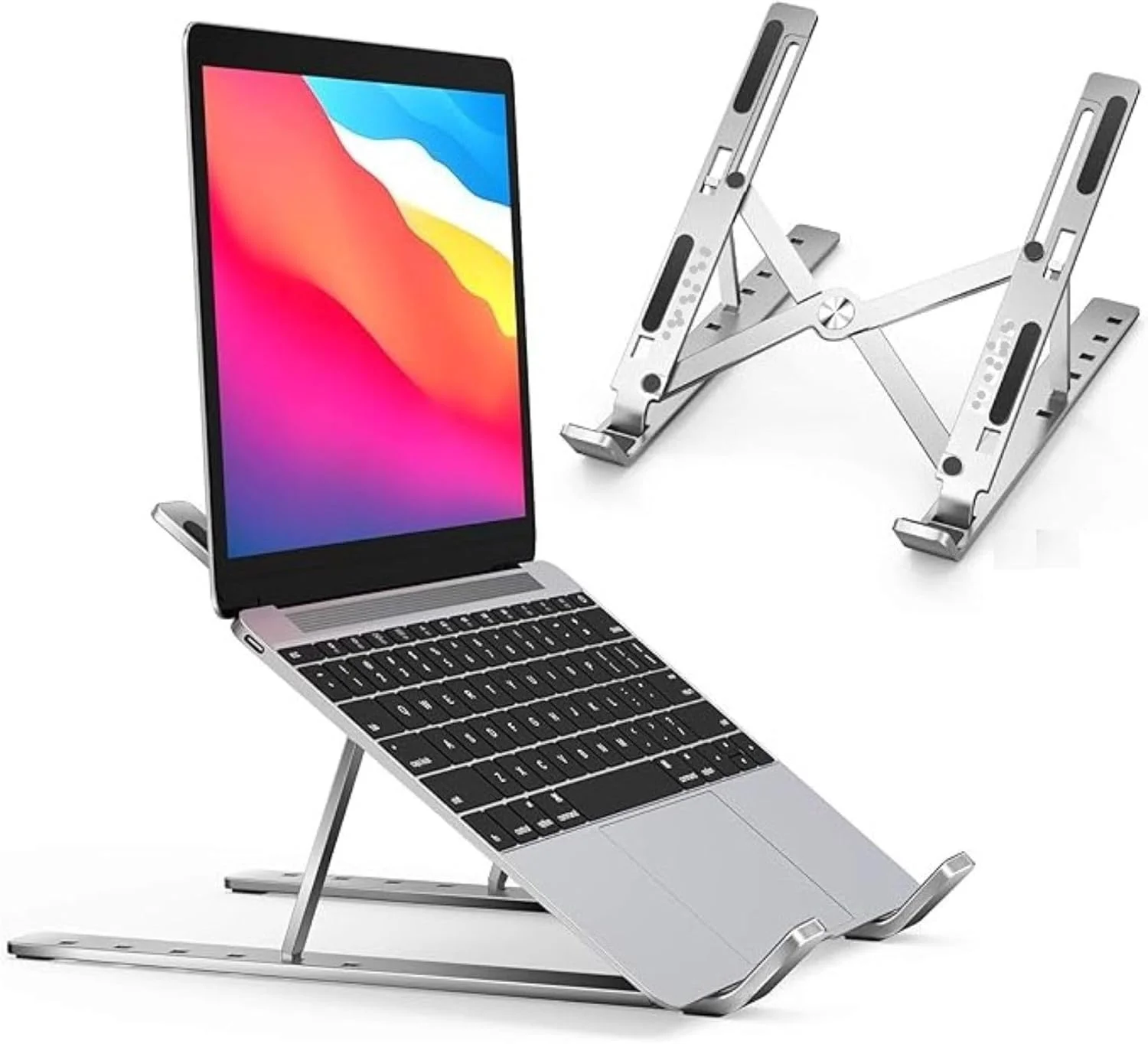 پایه لپ تاپ رومیزی قابل تنظیم - پایه لپ تاپ آلومینیومی تاشو نقره ای - سبک وزن، پایه لپ تاپ قابل حمل، نگهدارنده لپ تاپ بادوام، سازگار با مک بوک، دل، اچ پی و غیره - 27x5.5x2.5 سانتی متر پایه لپ تاپ رومیزی قابل تنظیم - پایه لپ تاپ آلومینیومی تاشو نقره ای - سبک وزن، پایه لپ تاپ قابل حمل، نگهدارنده لپ تاپ بادوام، سازگار با مک بوک، دل، اچ پی و غیره - 27x5.5x2.5 سانتی متر
