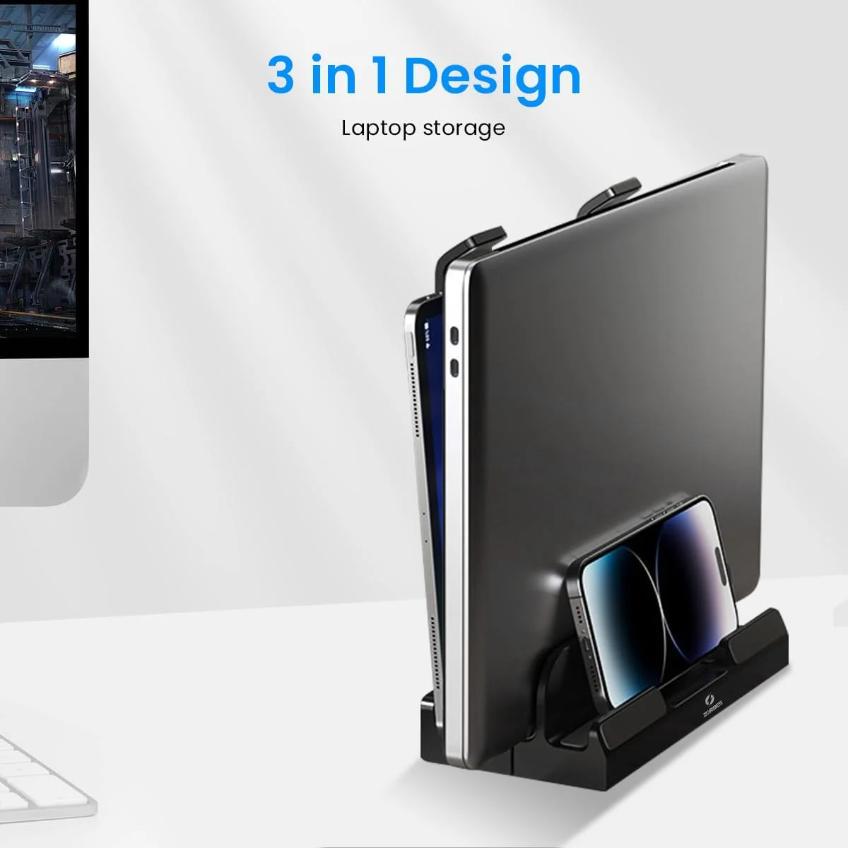 پایه لپ تاپ قابل تنظیم HASTHIP®، نگهدارنده لپ تاپ 2 در 1 با قابلیت قرارگیری عمودی و افقی، پایه ارگونومیک، سازمان دهنده رومیزی سازگار با مک بوک پرو ایر آیپد تلفن نوت بوک آلومینیومی خنک کننده