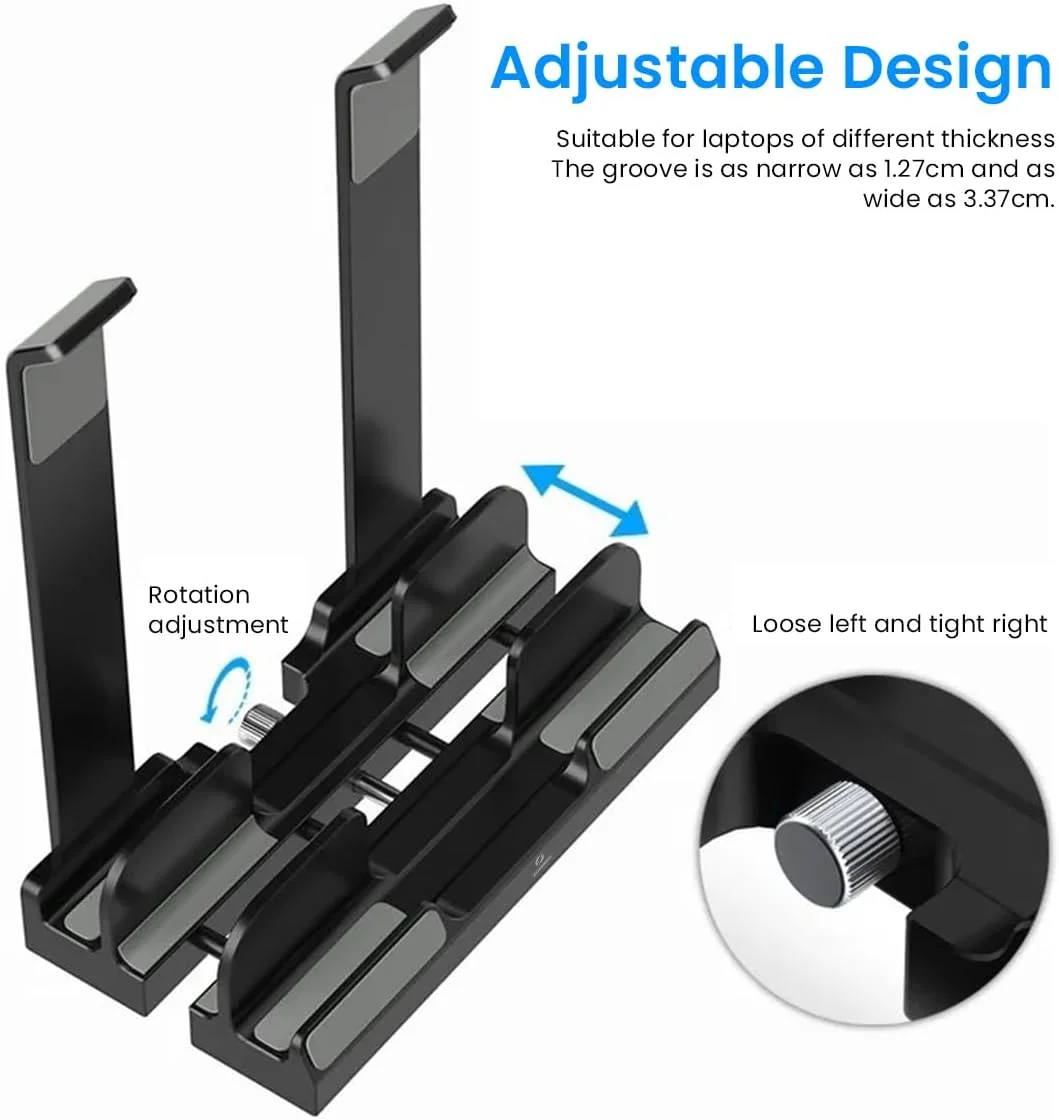 پایه لپ تاپ قابل تنظیم HASTHIP®، نگهدارنده لپ تاپ 2 در 1 با قابلیت قرارگیری عمودی و افقی، پایه ارگونومیک، سازمان دهنده رومیزی سازگار با مک بوک پرو ایر آیپد تلفن نوت بوک آلومینیومی خنک کننده