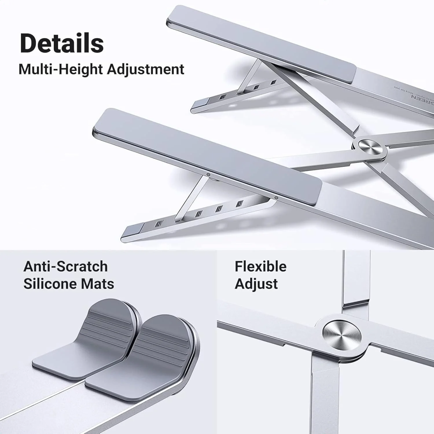 پایه لپ‌تاپ Zenyx آلیاژ آلومینیوم قابل تنظیم، ارگونومیک، قابل حمل، تاشو و سبک وزن، سازگار با مک‌بوک پرو، مک‌بوک ایر، کروم‌بوک، میت‌بوک و غیره