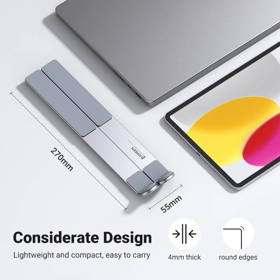 پایه لپ‌تاپ Zenyx آلیاژ آلومینیوم قابل تنظیم، ارگونومیک، قابل حمل، تاشو و سبک وزن، سازگار با مک‌بوک پرو، مک‌بوک ایر، کروم‌بوک، میت‌بوک و غیره