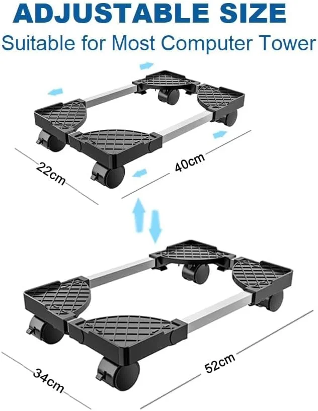 پایه قابل تنظیم کیس کامپیوتر: پایه سی پی یو متحرک با چرخ های غلتکی - نگهدارنده پایه کیس ارتقا یافته - پایه کیس رومیزی و پایه چرخ دار سی پی یو - پایه کیس کامپیوتر ممتاز برای فرش