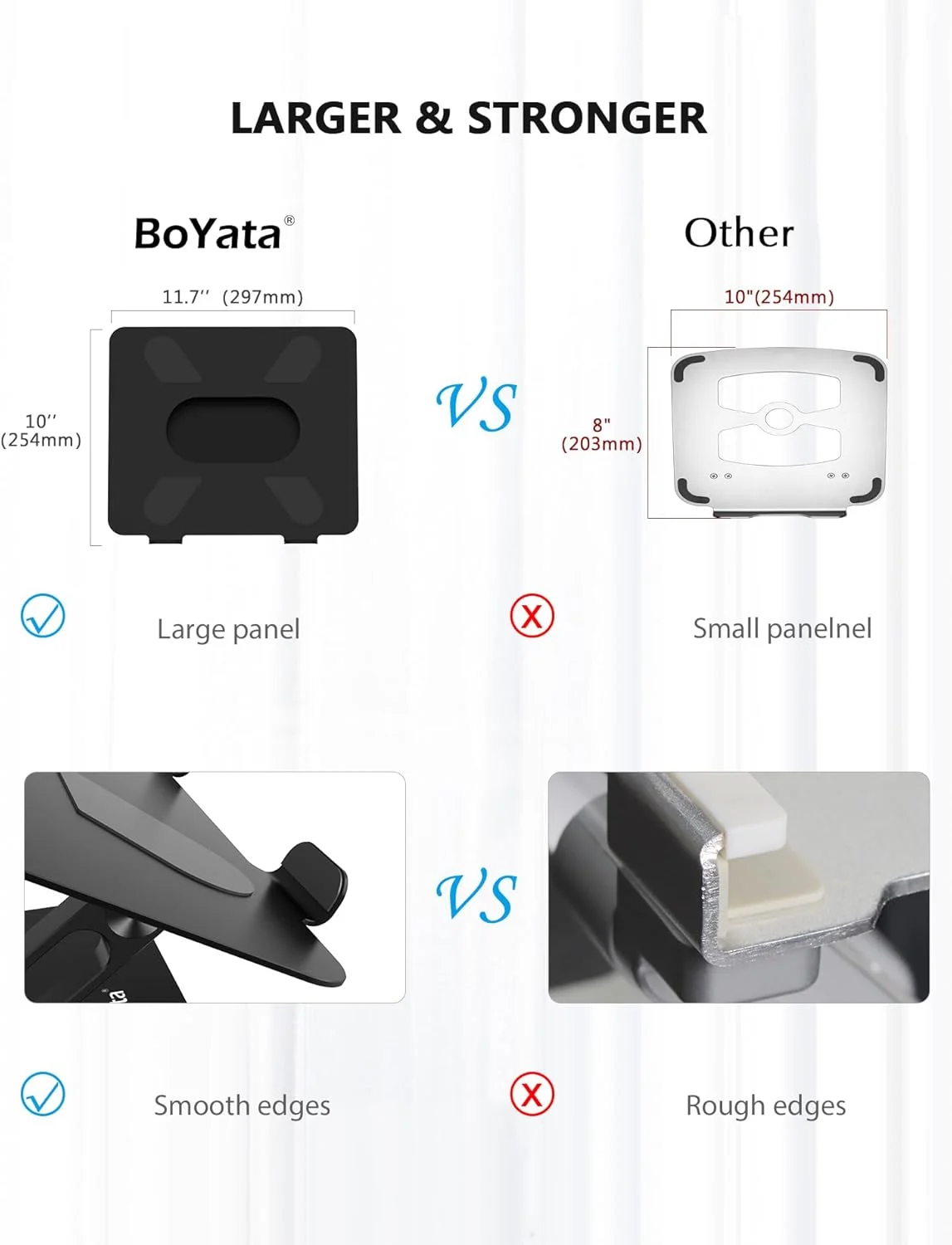 پایه لپ‌تاپ Boyata، نگهدارنده لپ‌تاپ ارگونومیک قابل تنظیم، پایه نوت‌بوک آلیاژ آلومینیوم سازگار با MacBook Pro/Air، Dell XPS، Lenovo، لپ‌تاپ‌های Samsung تا 17 اینچ - مشکی