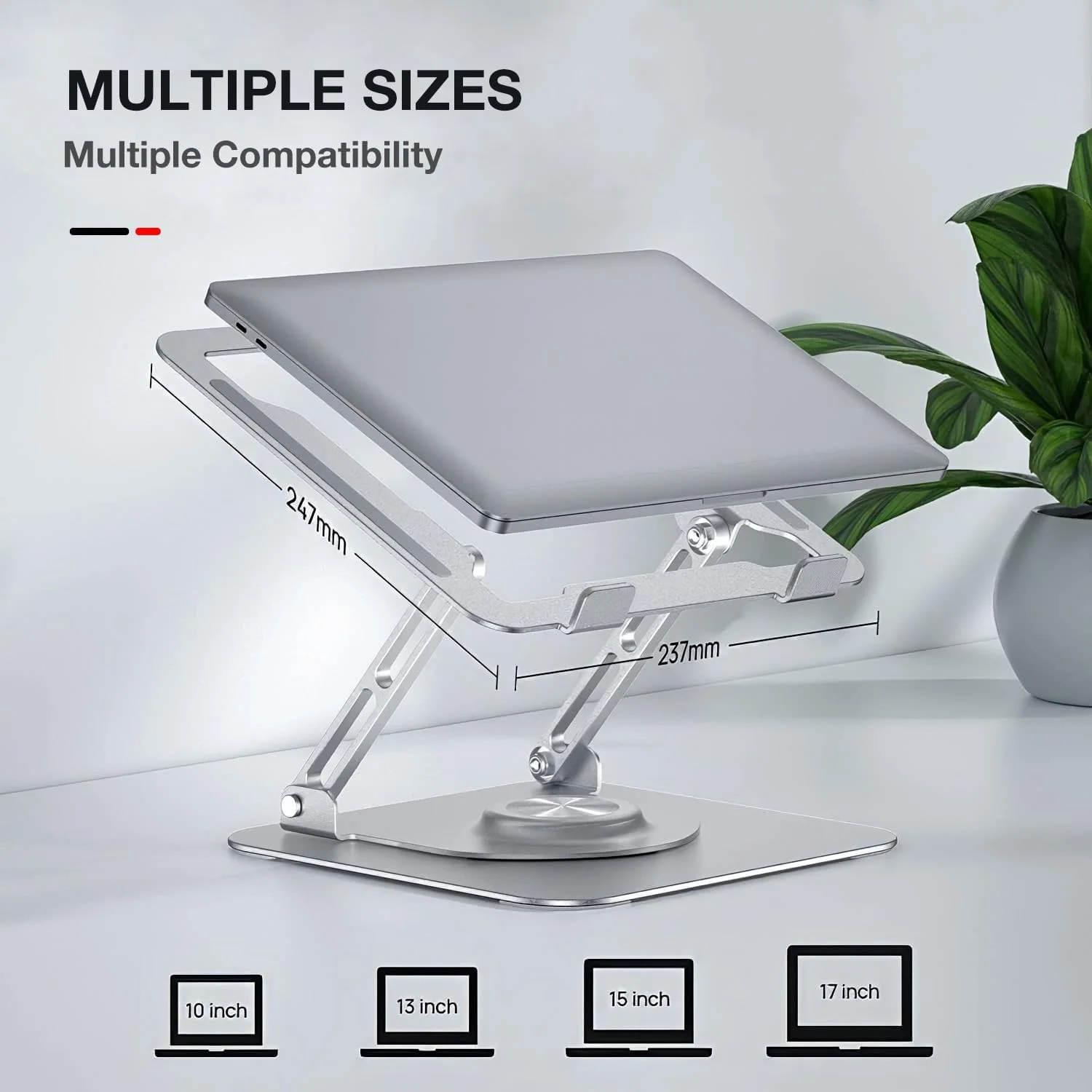 پایه لپ تاپ ACO برای لپ تاپ های اچ پی، دل با قابلیت چرخش 360 درجه، طراحی توخالی با مساحت بزرگ برای خنک سازی، جنس آلیاژ آلومینیوم، مناسب برای کار در دفتر (نقره ای)