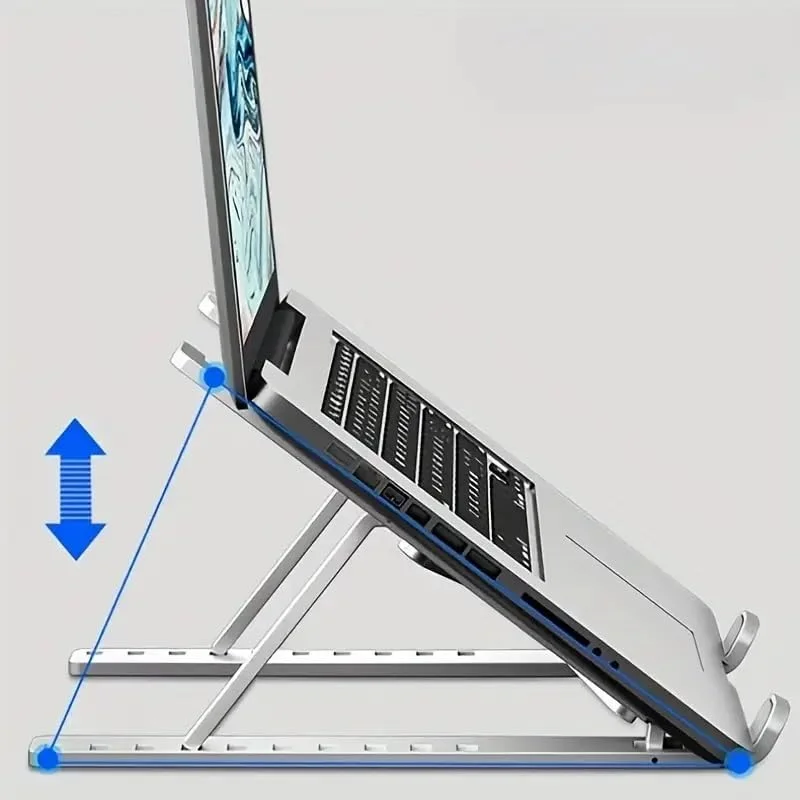 پایه لپ تاپ قابل تنظیم، تاشو و قابل حمل، با 10 سطح پشتیبانی زاویه، نگهدارنده پایدار برای میز، جهانی برای لپ تاپ ها و تبلت ها، ایده آل برای خانه، دفتر، مسافرت