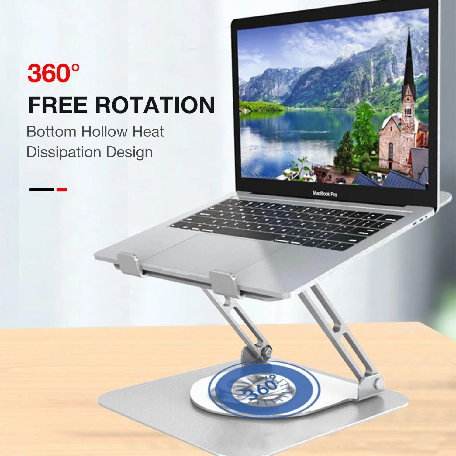 پایه لپ تاپ ACO برای لپ تاپ های اچ پی، دل با قابلیت چرخش 360 درجه، طراحی توخالی با مساحت بزرگ برای خنک سازی، جنس آلیاژ آلومینیوم، مناسب برای کار در دفتر (نقره ای)